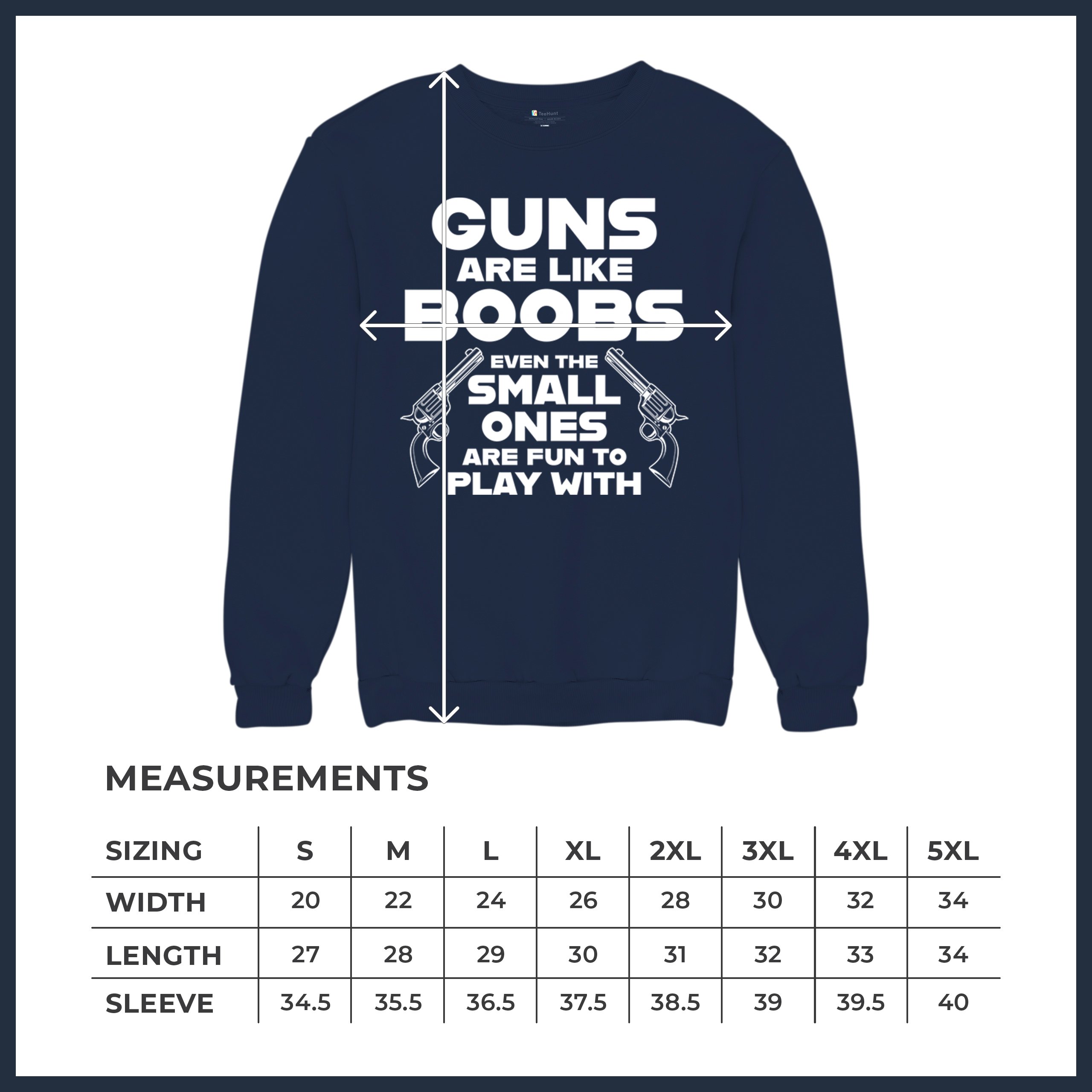 Guns Are Like Boobs Sweatshirt Funny 2nd Amendment 2A Dont Tread on Me Crewneck - Picture 22 of 36
