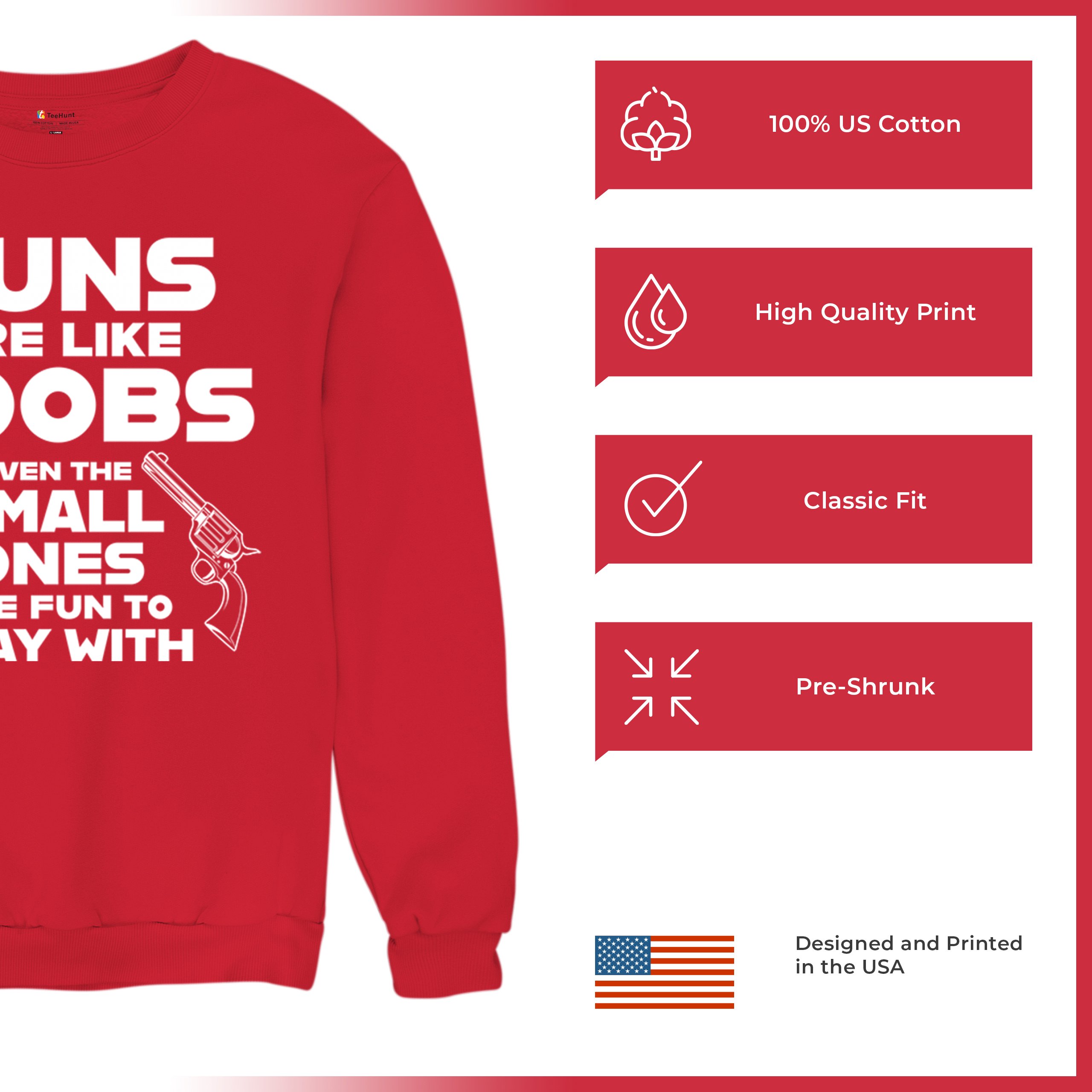 Guns Are Like Boobs Sweatshirt Funny 2nd Amendment 2A Dont Tread on Me Crewneck - Picture 14 of 36