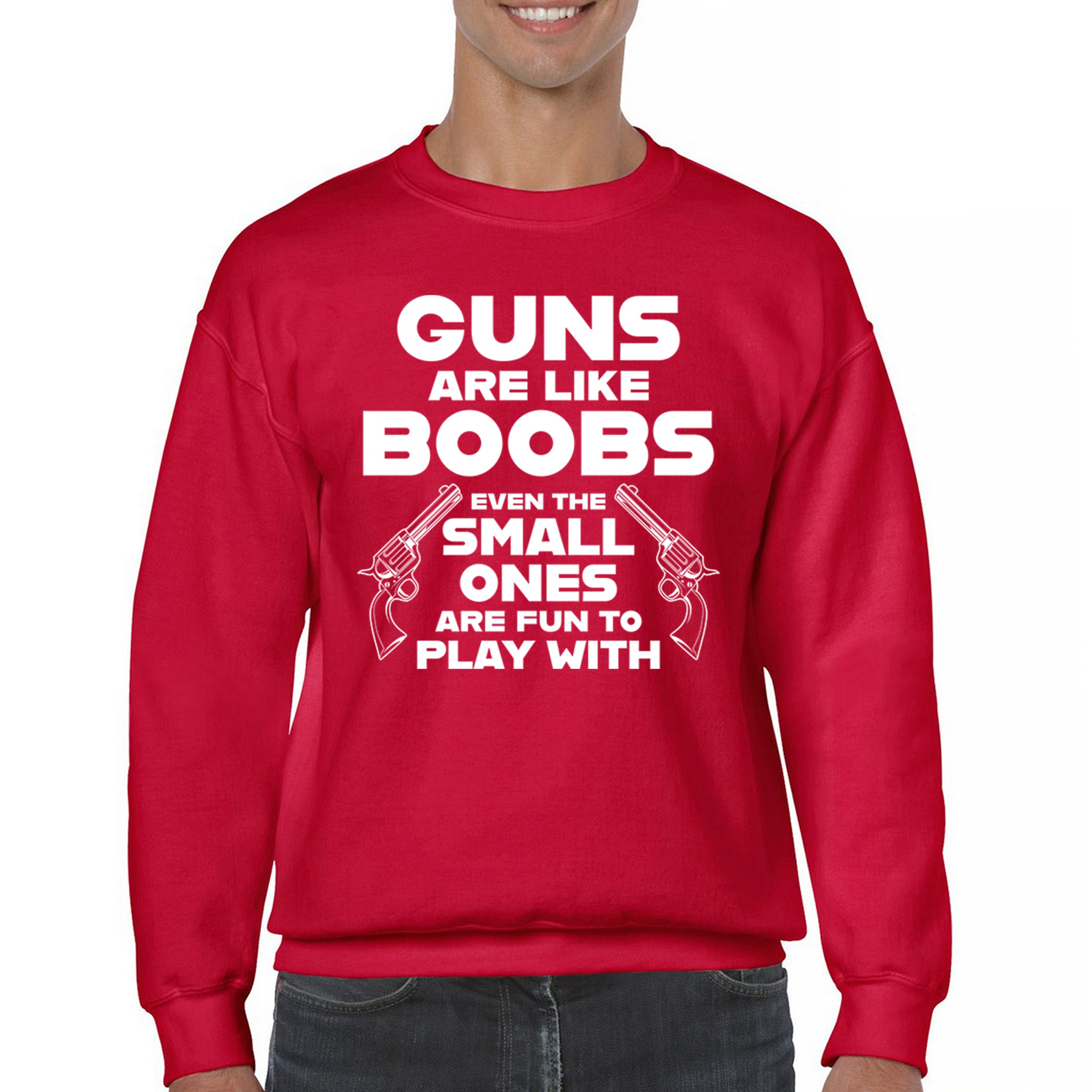 Guns Are Like Boobs Sweatshirt Funny 2nd Amendment 2A Dont Tread on Me Crewneck - Picture 9 of 36