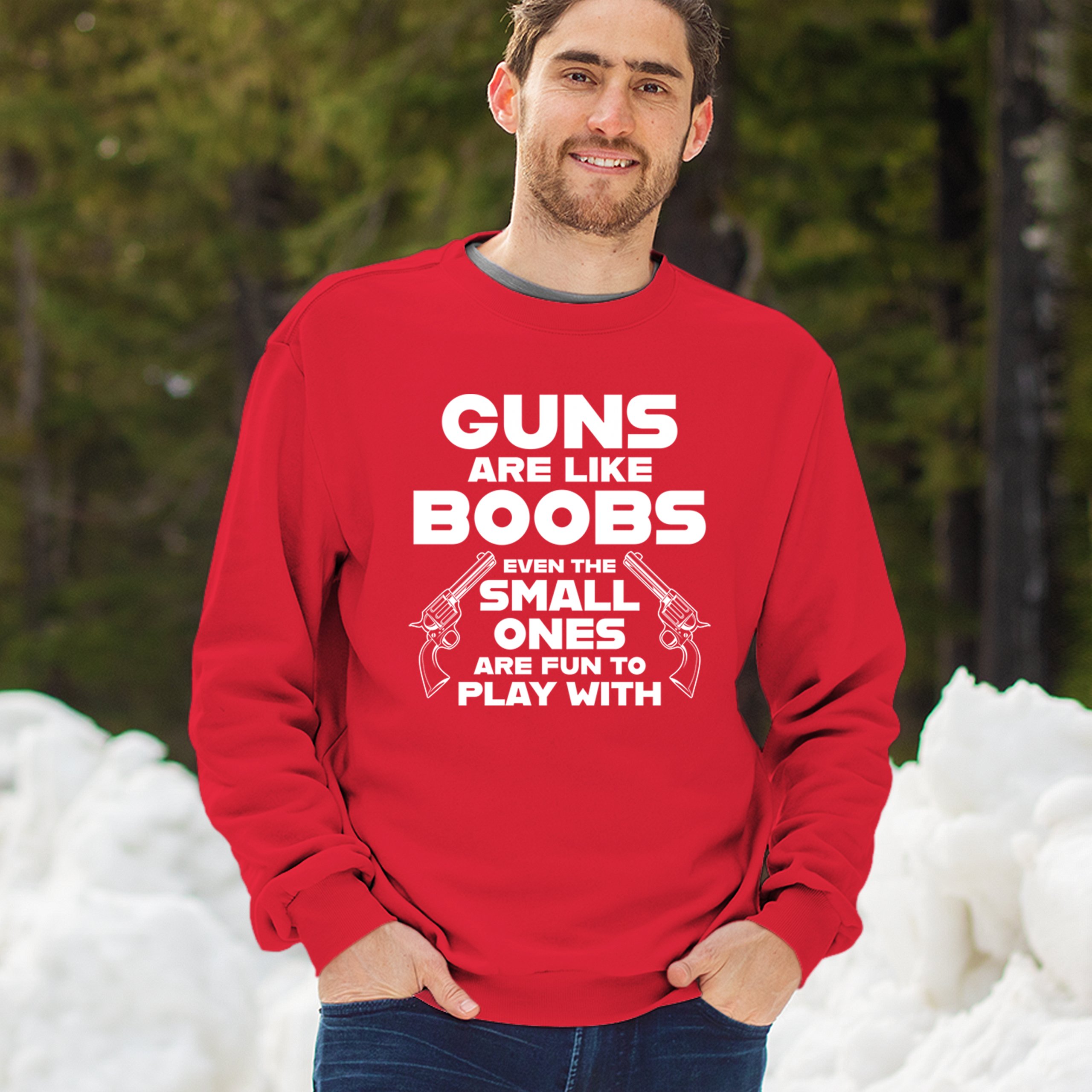 Guns Are Like Boobs Sweatshirt Funny 2nd Amendment 2A Dont Tread on Me Crewneck - Picture 12 of 36