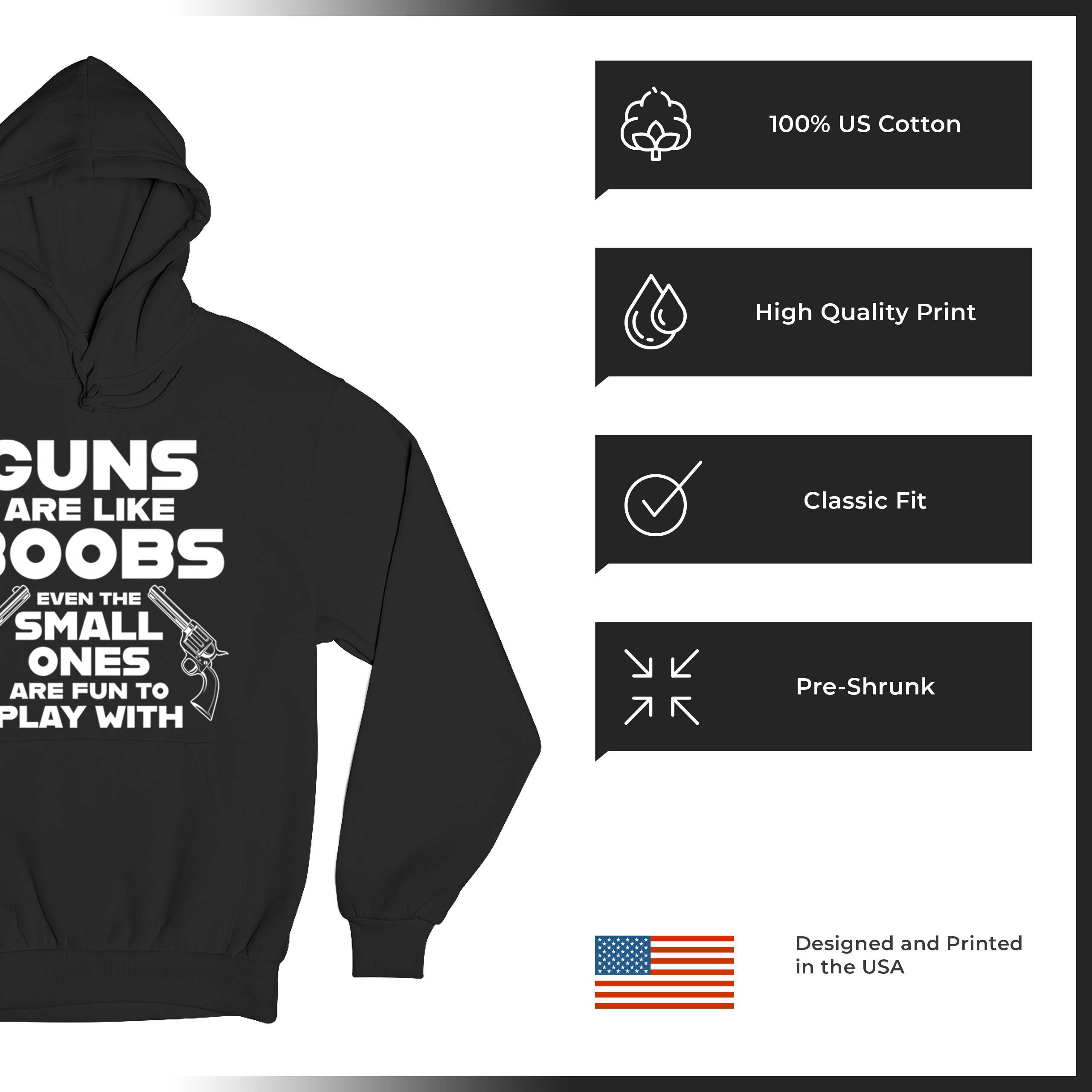 Guns Are Like Boobs Sweatshirt Funny 2nd Amendment 2A Dont Tread on Me Hoodie - Picture 7 of 36