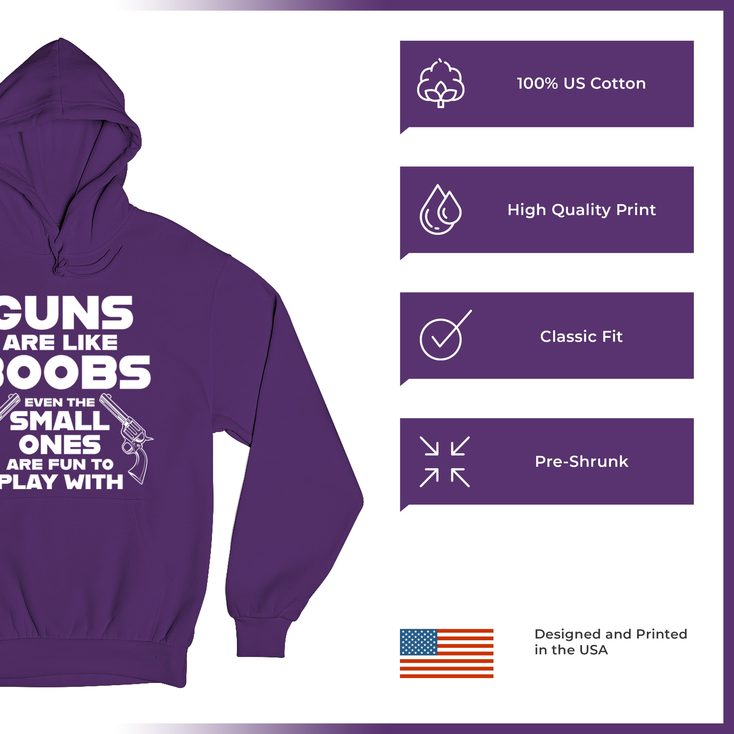 Guns Are Like Boobs Sweatshirt Funny 2nd Amendment 2A Dont Tread on Me Hoodie - Picture 14 of 36