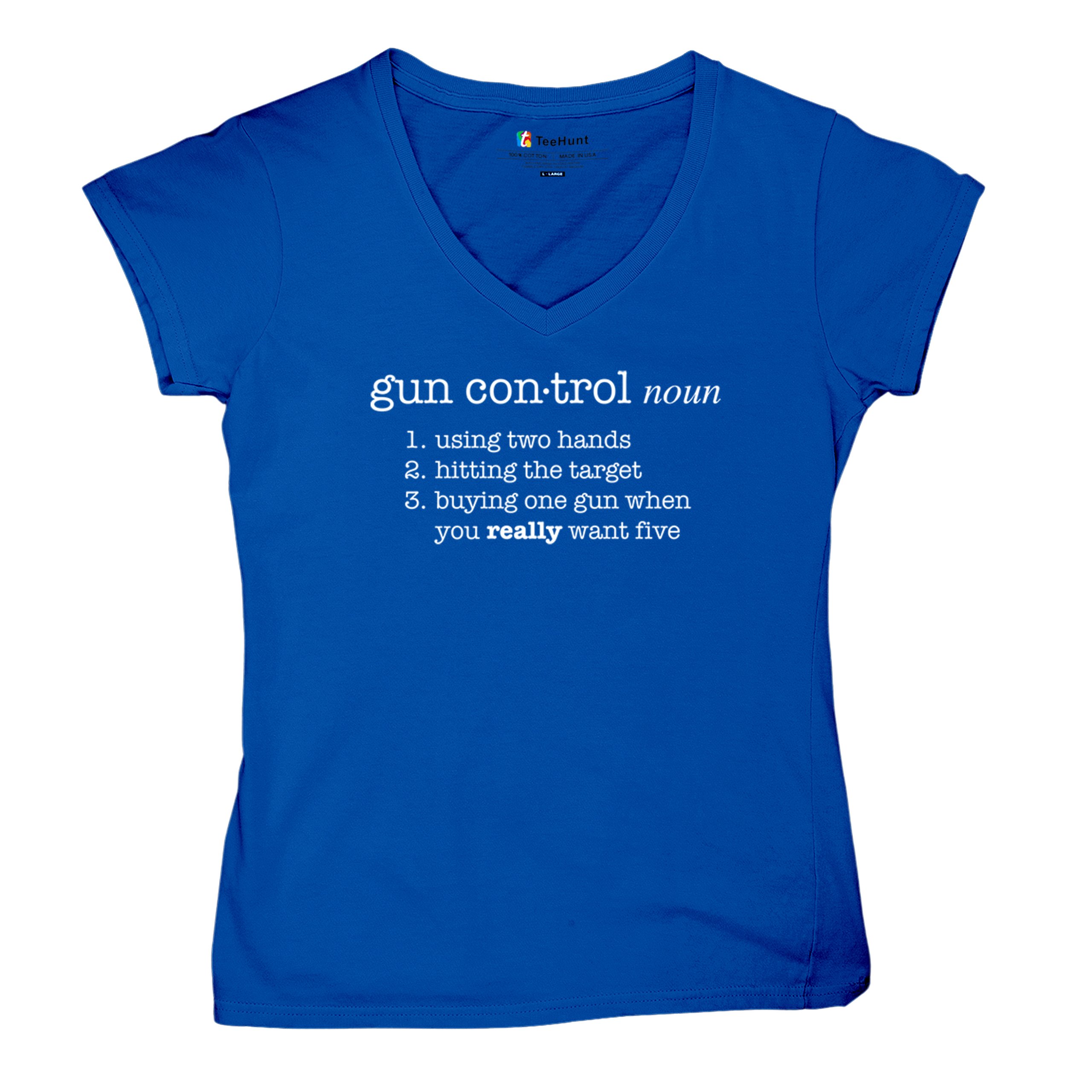 Gun Control Definition Women's V-Neck T-shirt 2nd Amendment 2A Guns Rights Tee - Picture 41 of 50