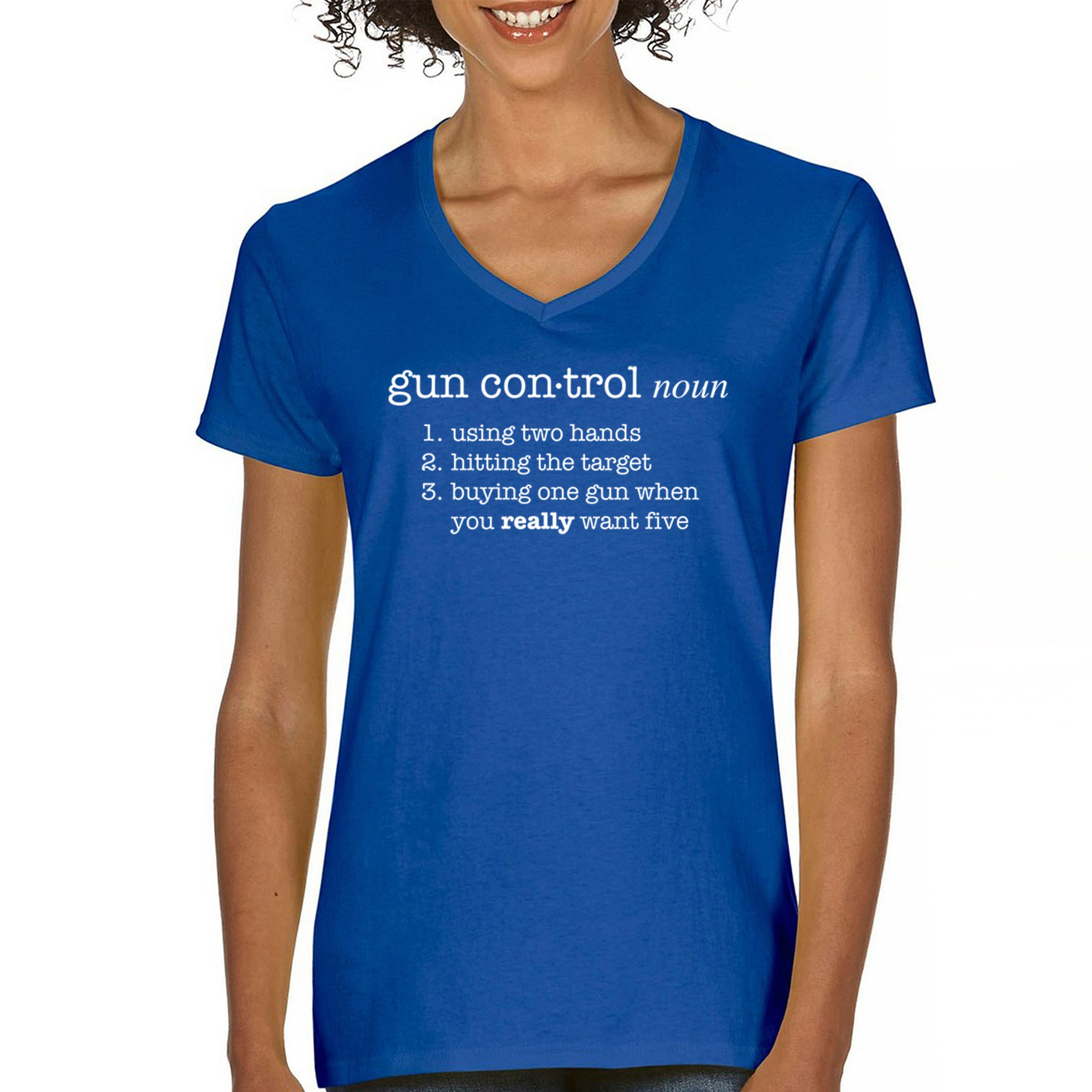 Gun Control Definition Women's V-Neck T-shirt 2nd Amendment 2A Guns Rights Tee - Picture 37 of 50