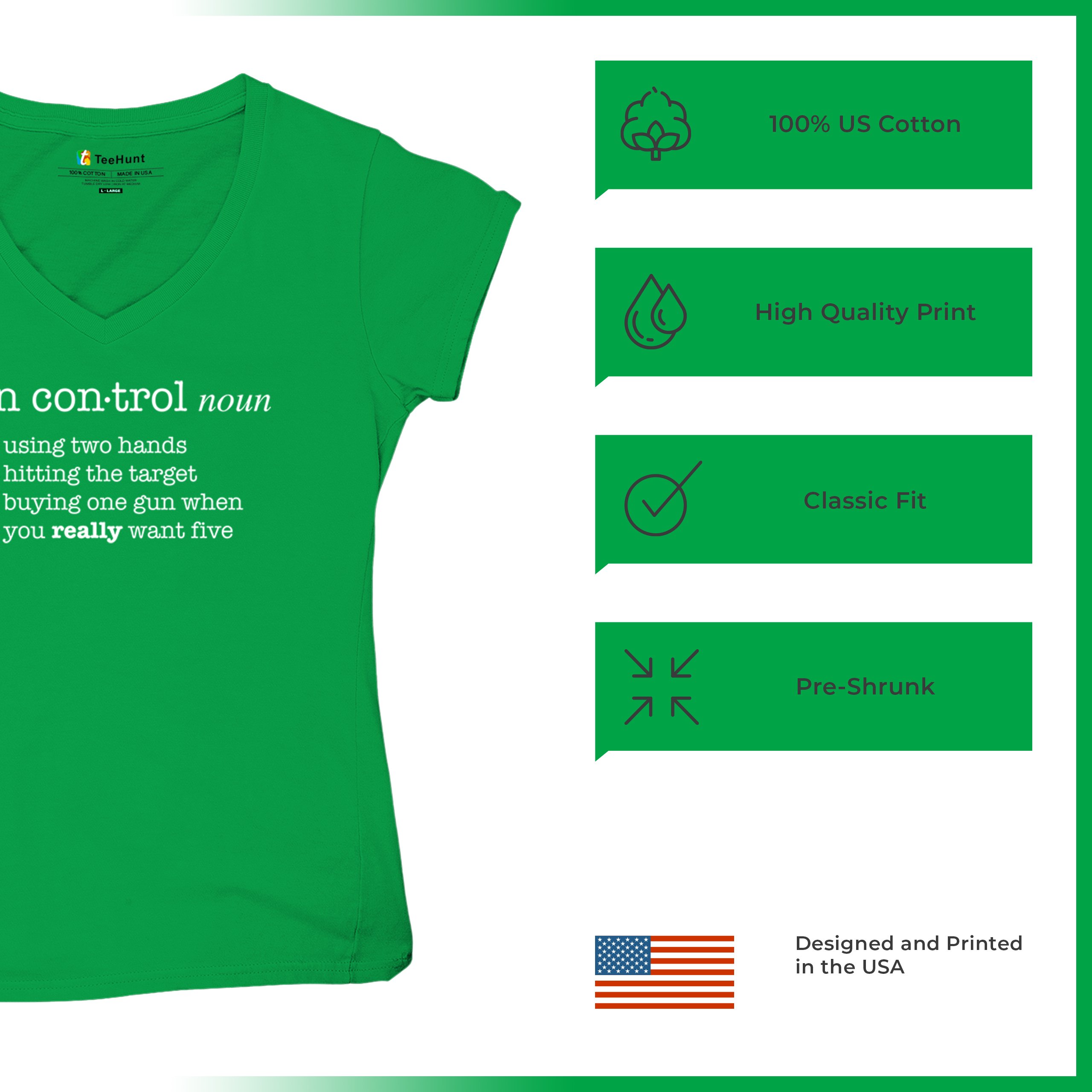 Gun Control Definition Women's V-Neck T-shirt 2nd Amendment 2A Guns Rights Tee - Picture 35 of 50