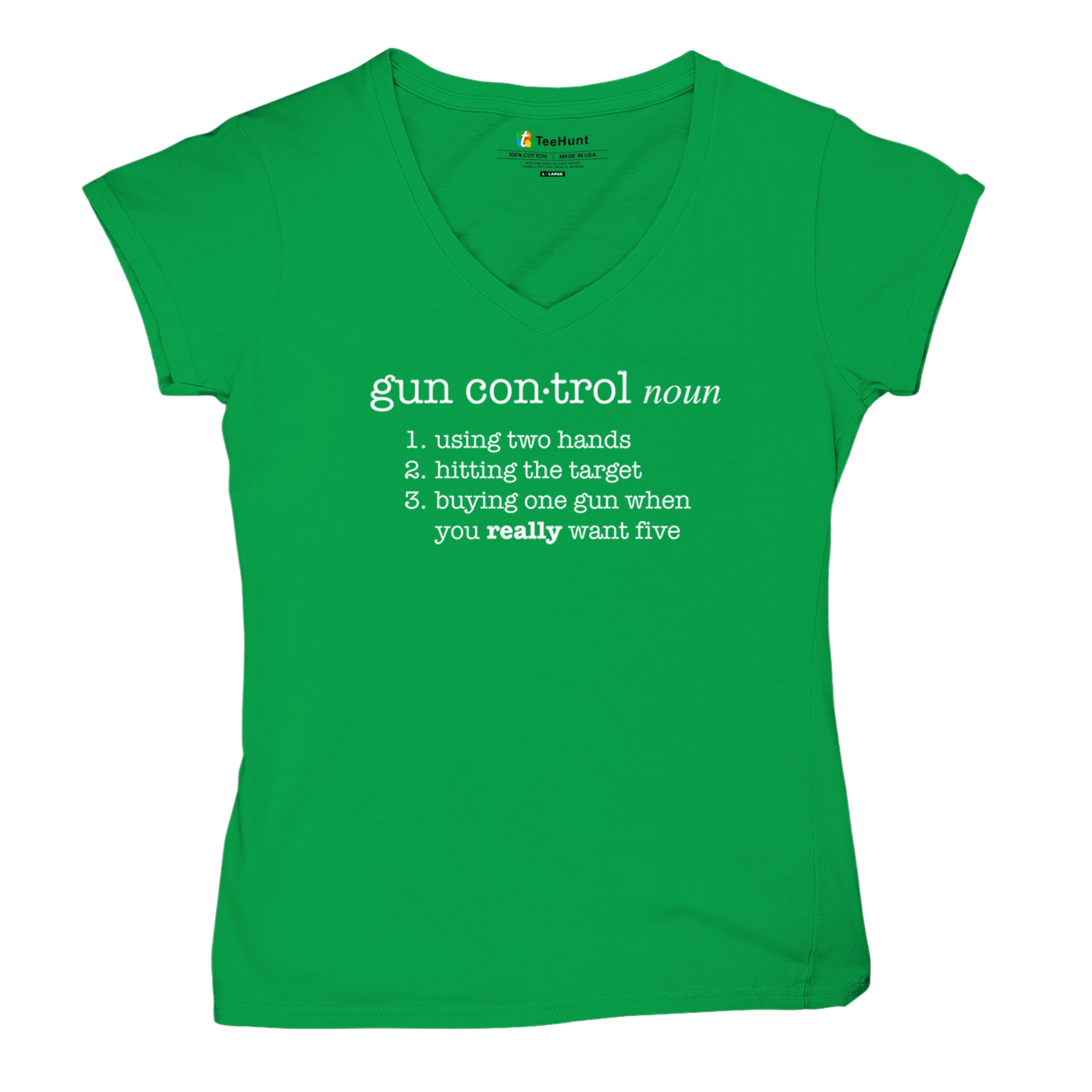 Gun Control Definition Women's V-Neck T-shirt 2nd Amendment 2A Guns Rights Tee - Picture 34 of 50