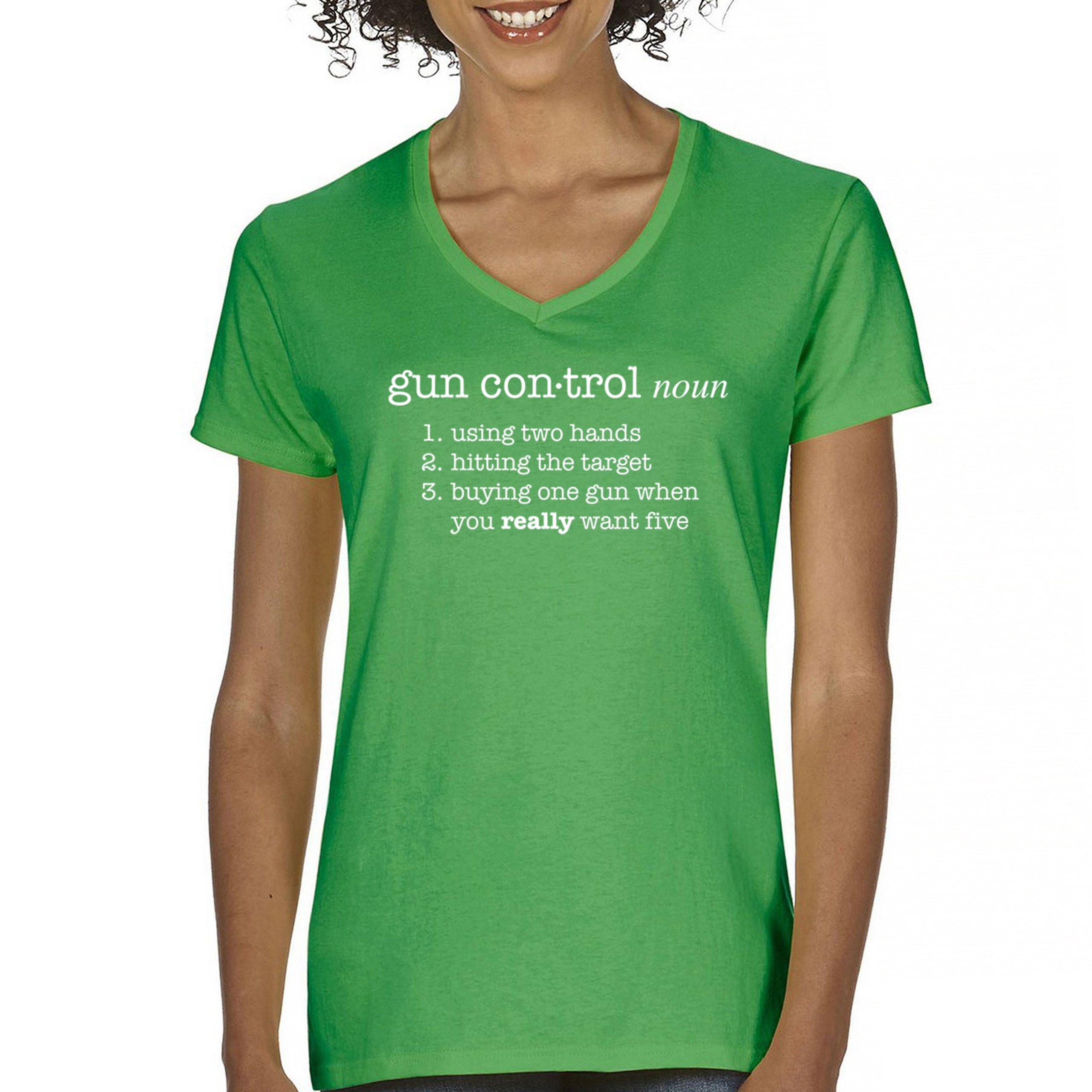Gun Control Definition Women's V-Neck T-shirt 2nd Amendment 2A Guns Rights Tee - Picture 30 of 50