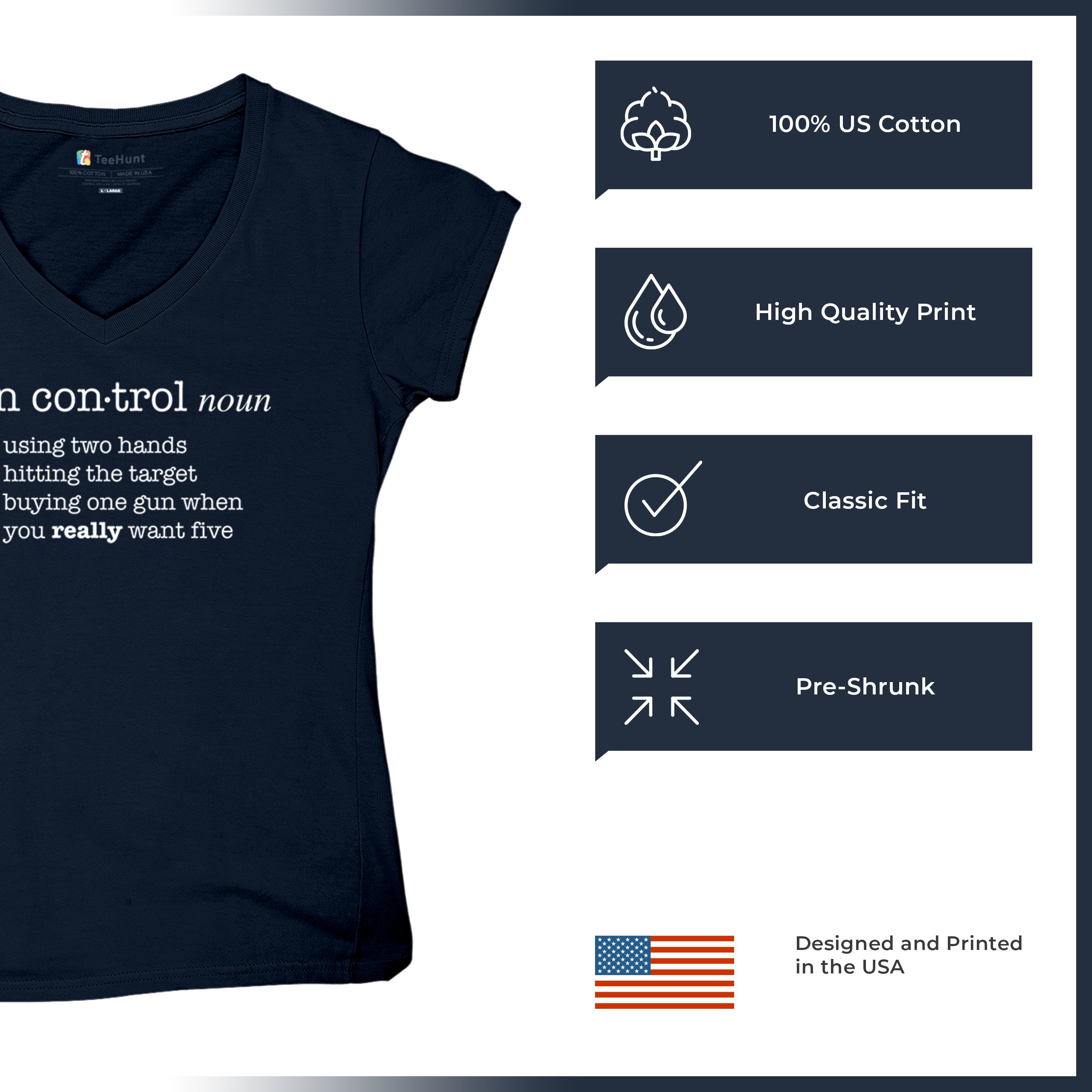 Gun Control Definition Women's V-Neck T-shirt 2nd Amendment 2A Guns Rights Tee - Picture 28 of 50