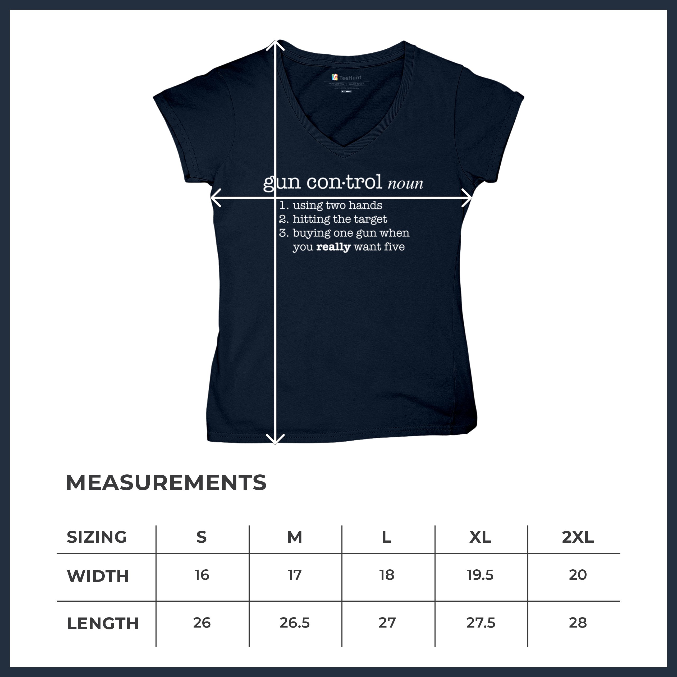 Gun Control Definition Women's V-Neck T-shirt 2nd Amendment 2A Guns Rights Tee - Picture 29 of 50