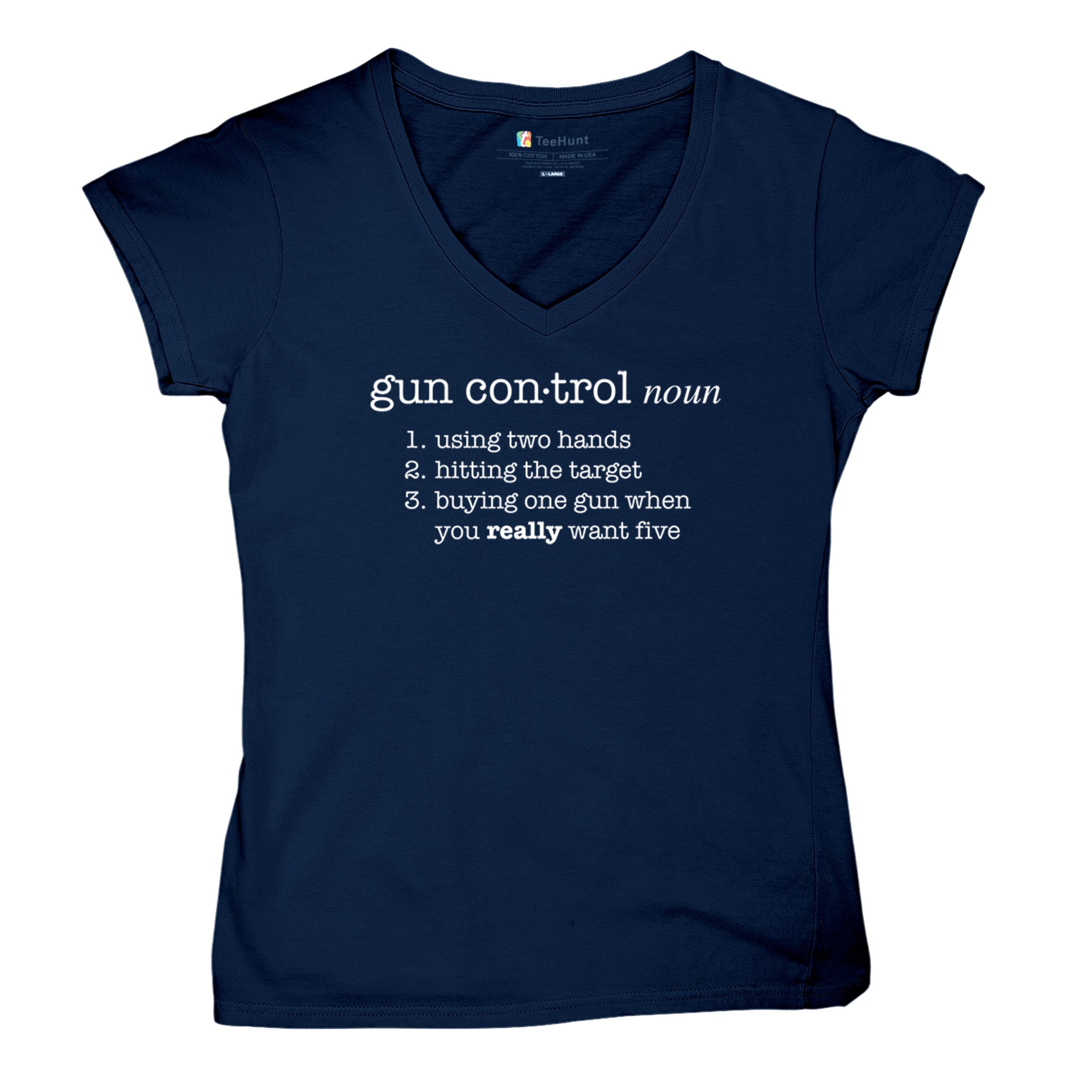 Gun Control Definition Women's V-Neck T-shirt 2nd Amendment 2A Guns Rights Tee - Picture 27 of 50
