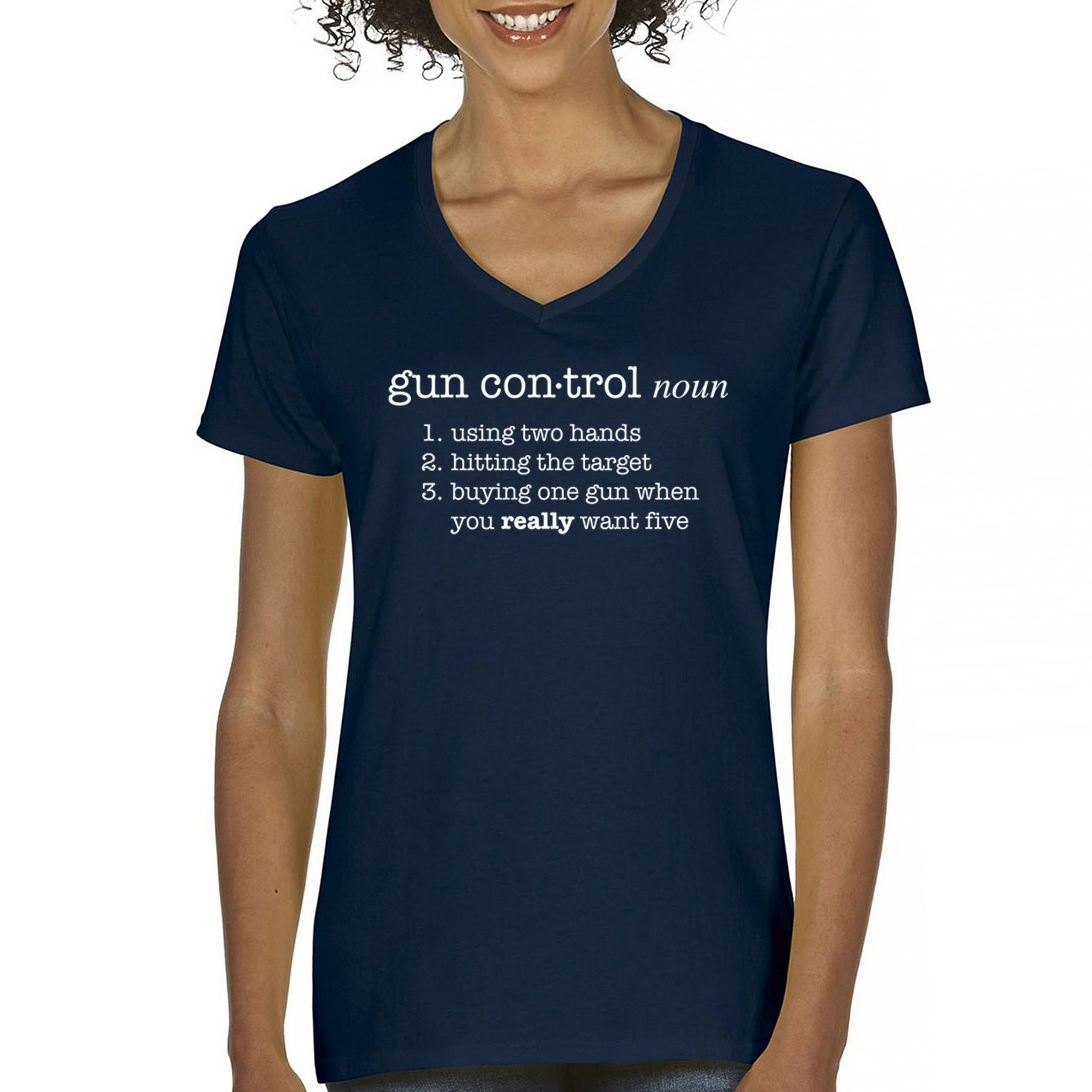 Gun Control Definition Women's V-Neck T-shirt 2nd Amendment 2A Guns Rights Tee - Picture 23 of 50