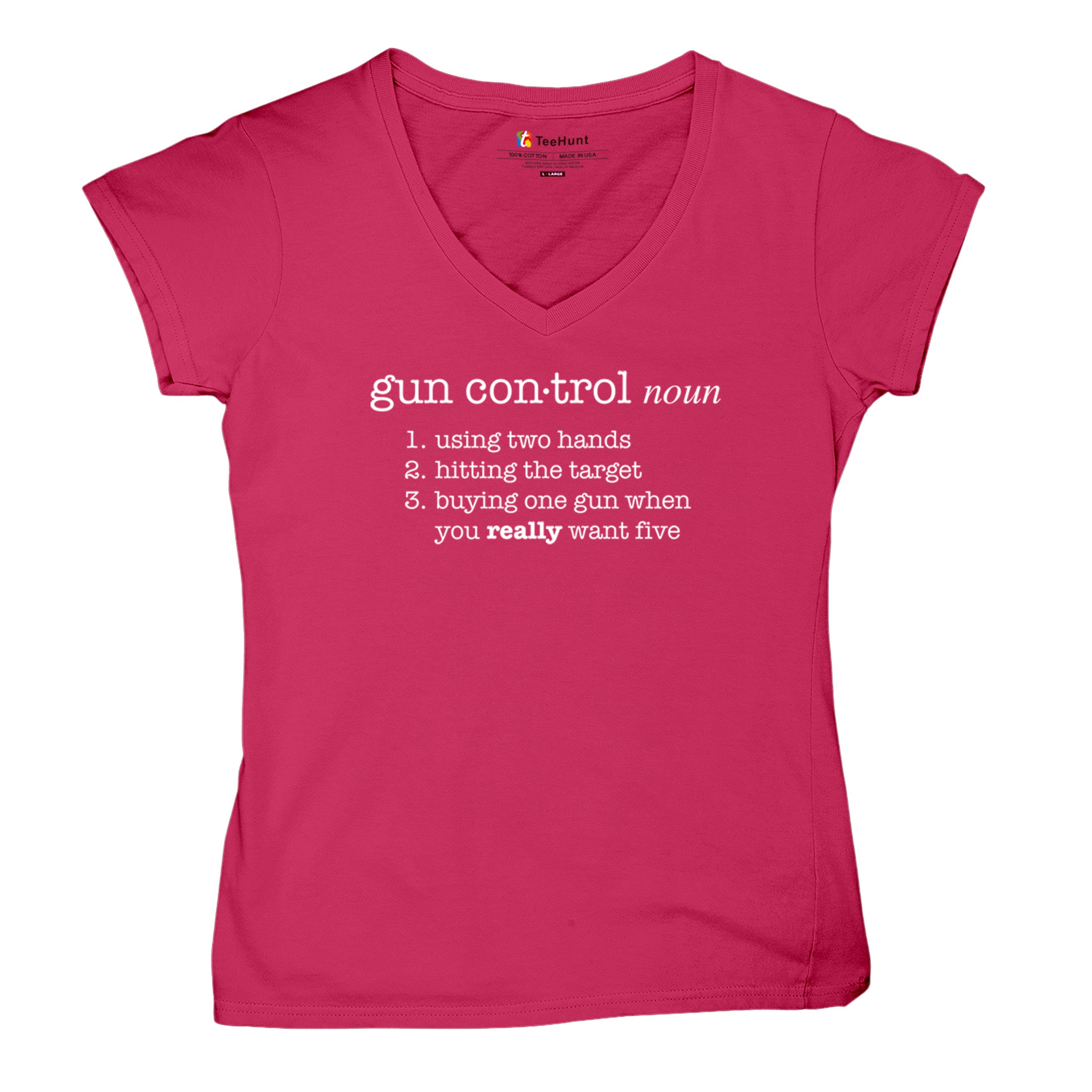Gun Control Definition Women's V-Neck T-shirt 2nd Amendment 2A Guns Rights Tee - Picture 48 of 50