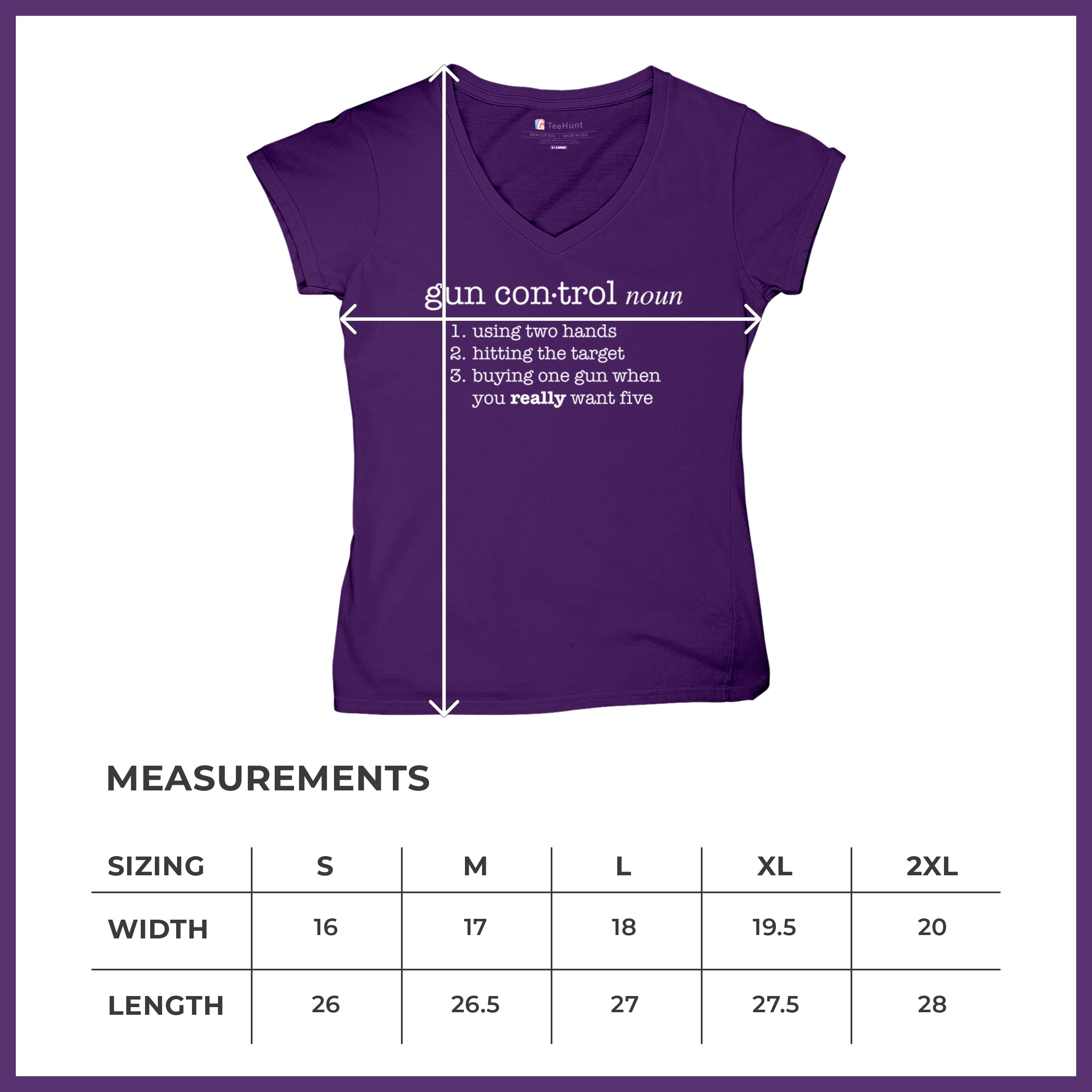 Gun Control Definition Women's V-Neck T-shirt 2nd Amendment 2A Guns Rights Tee - Picture 15 of 50