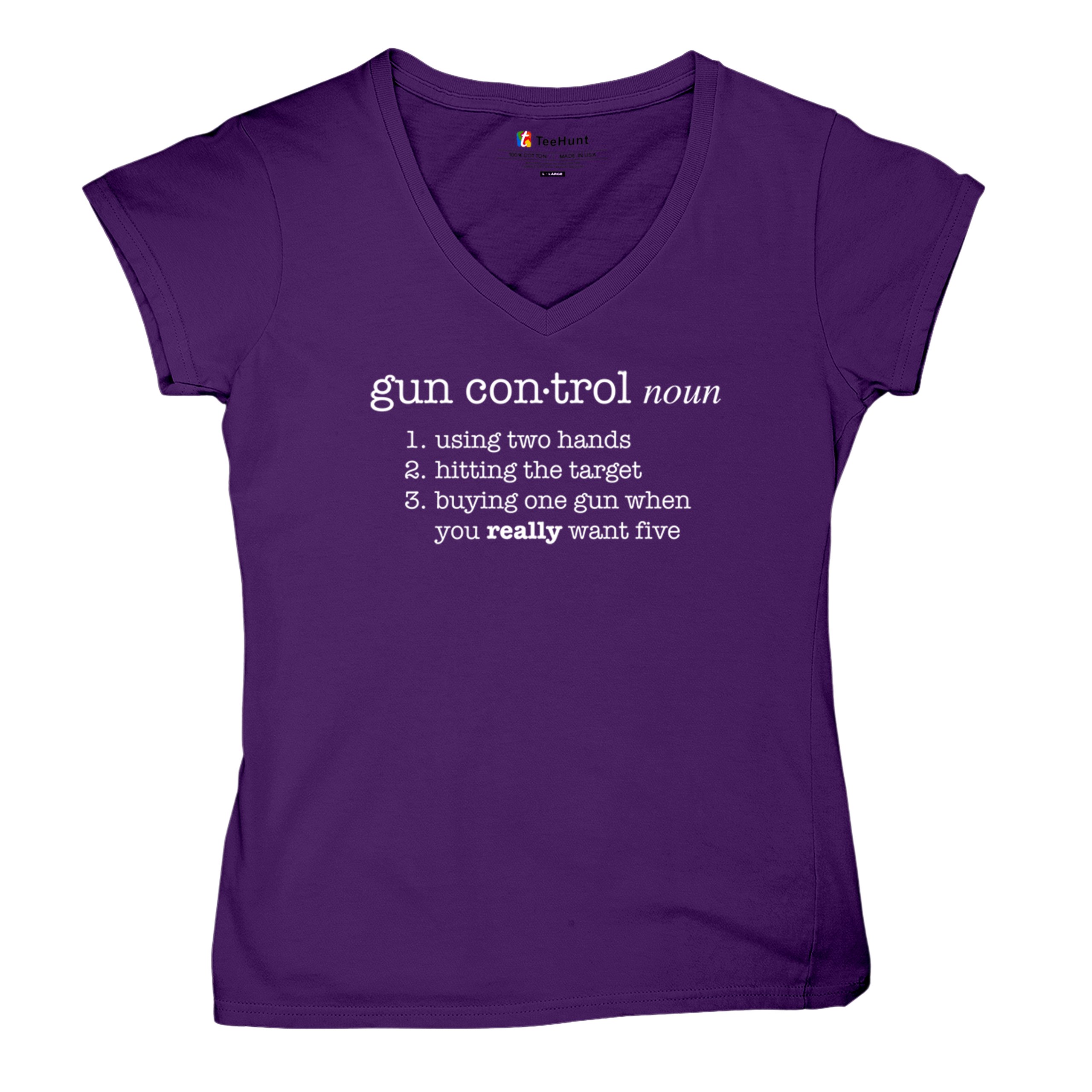 Gun Control Definition Women's V-Neck T-shirt 2nd Amendment 2A Guns Rights Tee - Picture 13 of 50