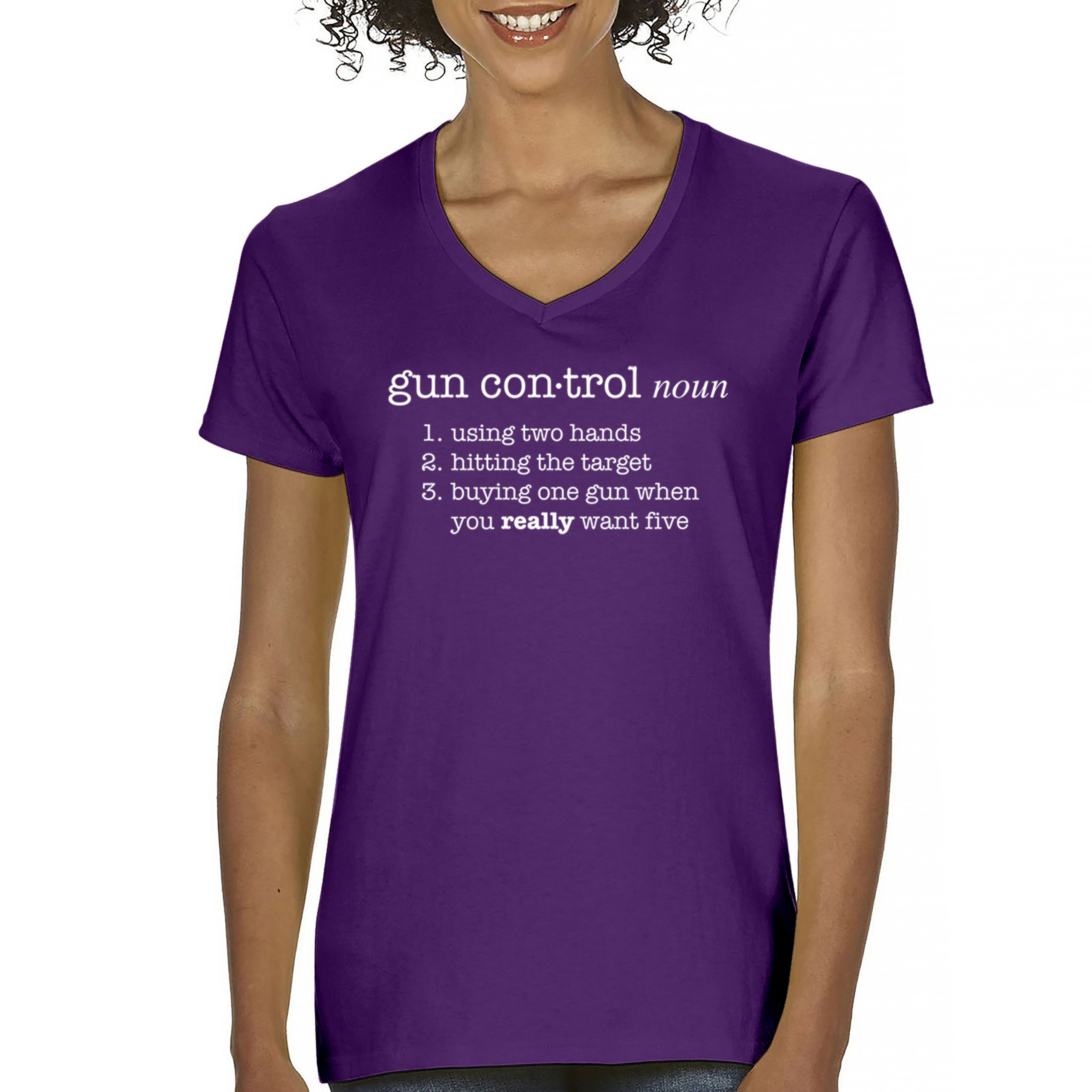 Gun Control Definition Women's V-Neck T-shirt 2nd Amendment 2A Guns Rights Tee - Picture 9 of 50