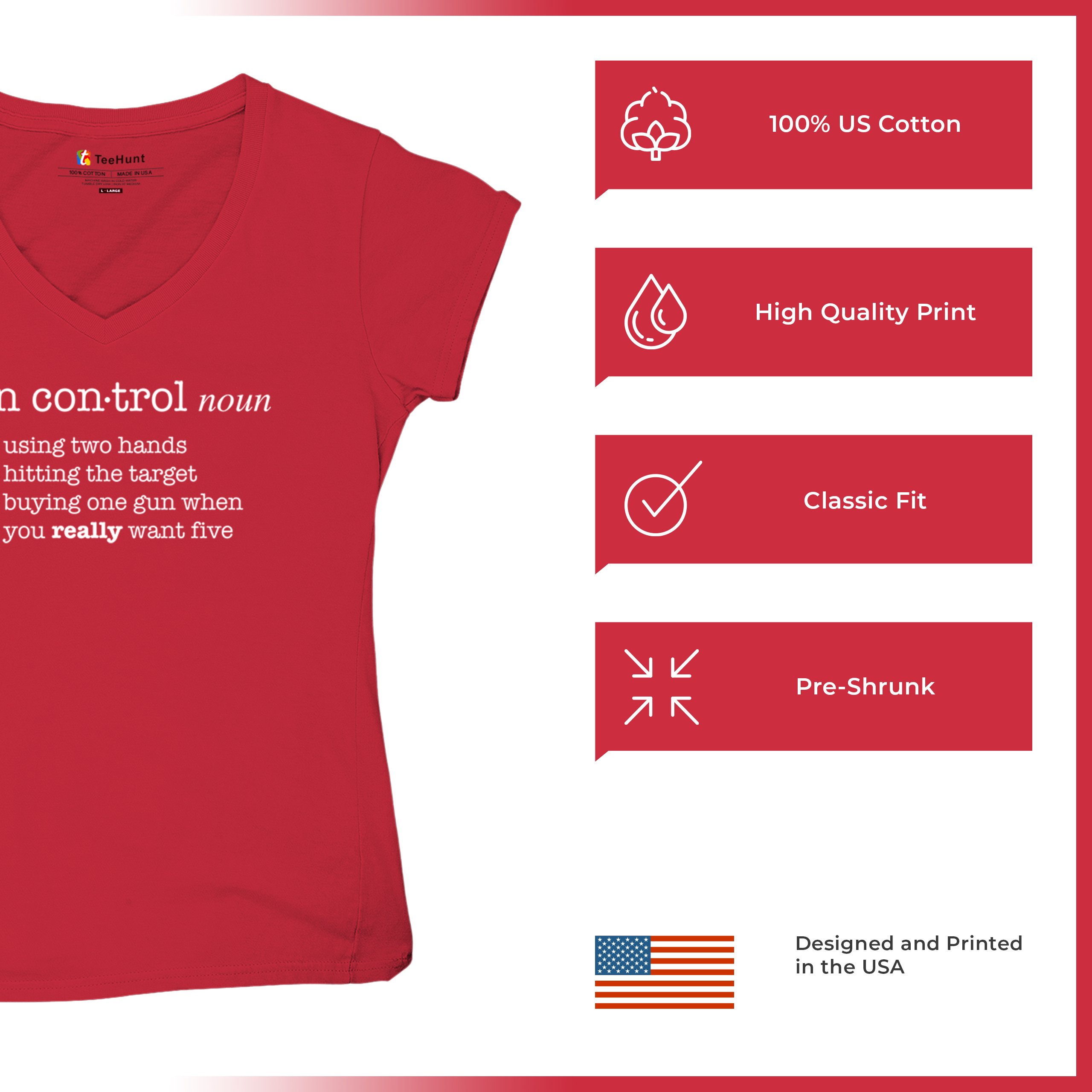 Gun Control Definition Women's V-Neck T-shirt 2nd Amendment 2A Guns Rights Tee - Picture 21 of 50