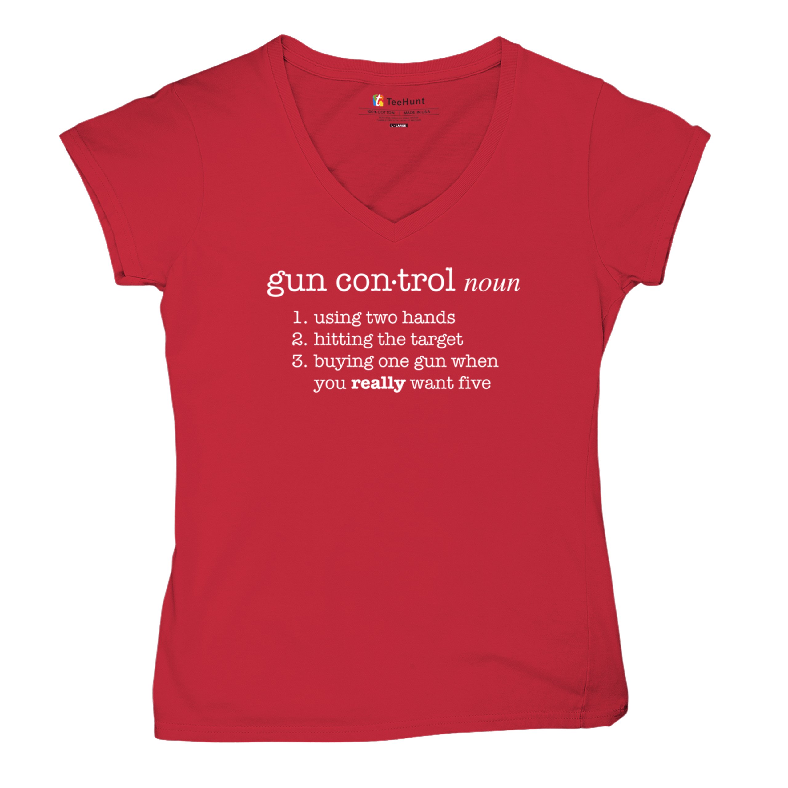 Gun Control Definition Women's V-Neck T-shirt 2nd Amendment 2A Guns Rights Tee - Picture 20 of 50