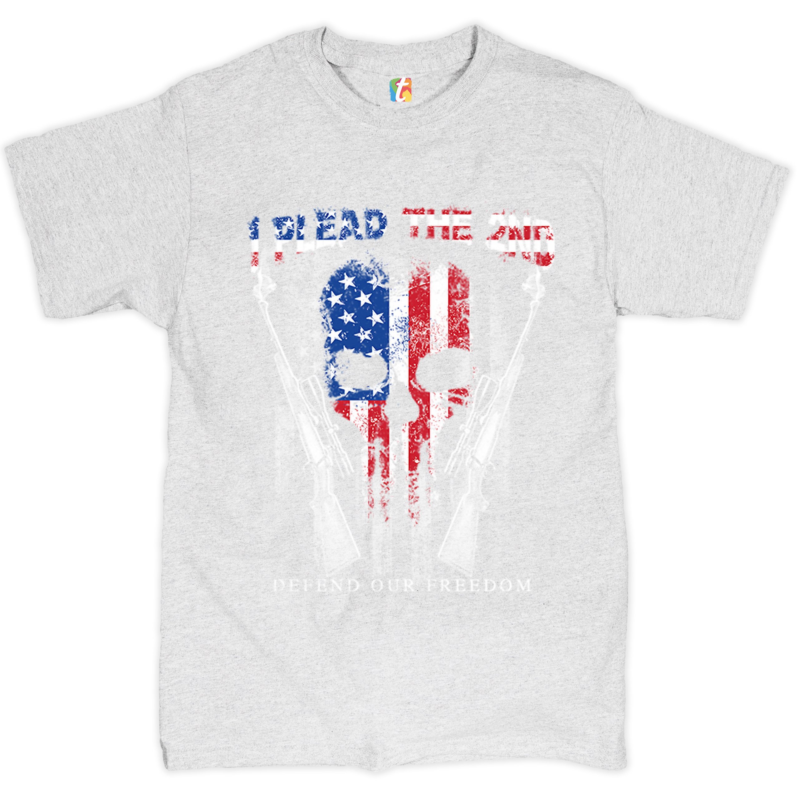 I Plead The 2nd Defend Our Freedom T-shirt American Flag Skull Face Men's Tee - Picture 26 of 49
