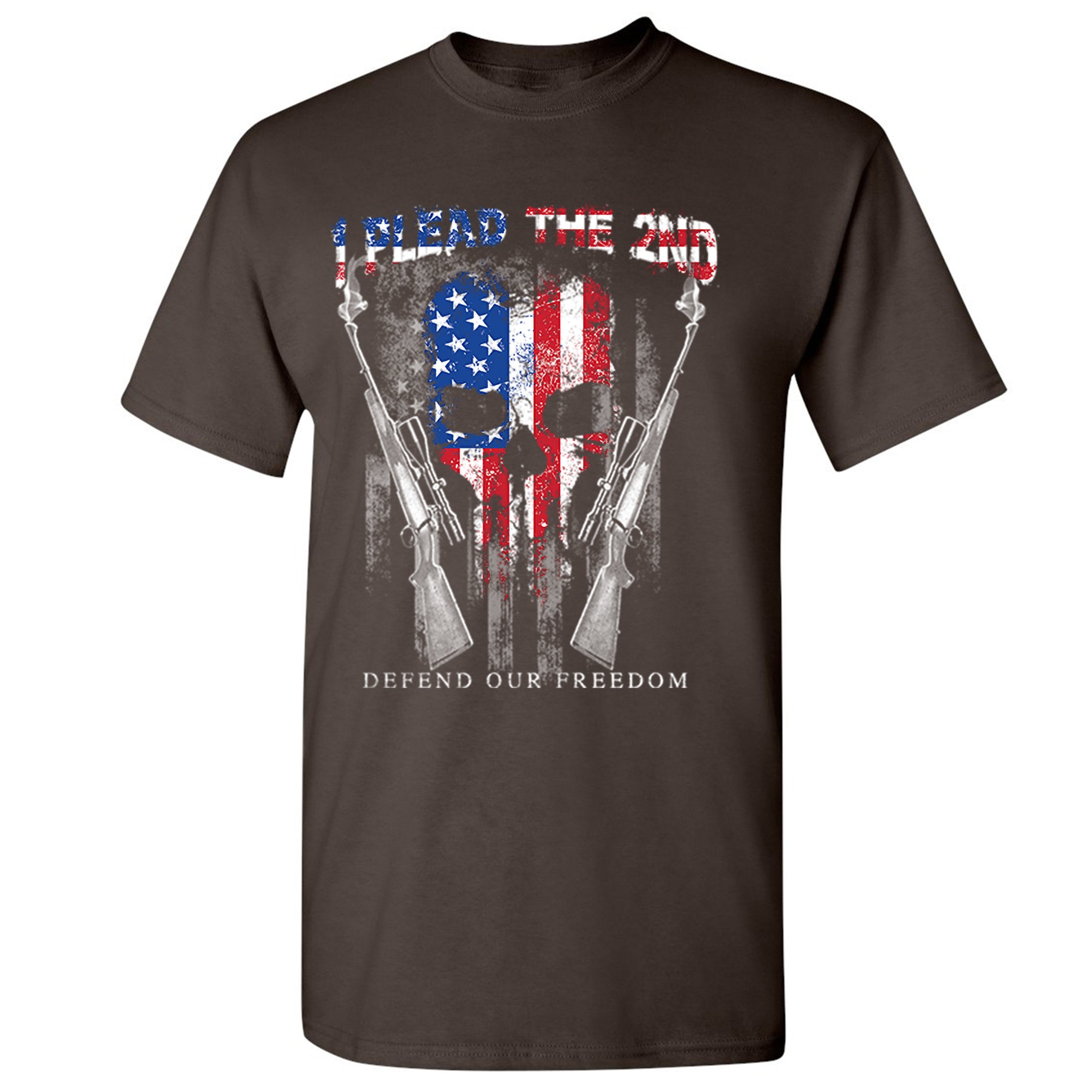 I Plead The 2nd Defend Our Freedom T-shirt American Flag Skull Face Men's Tee - Picture 31 of 49