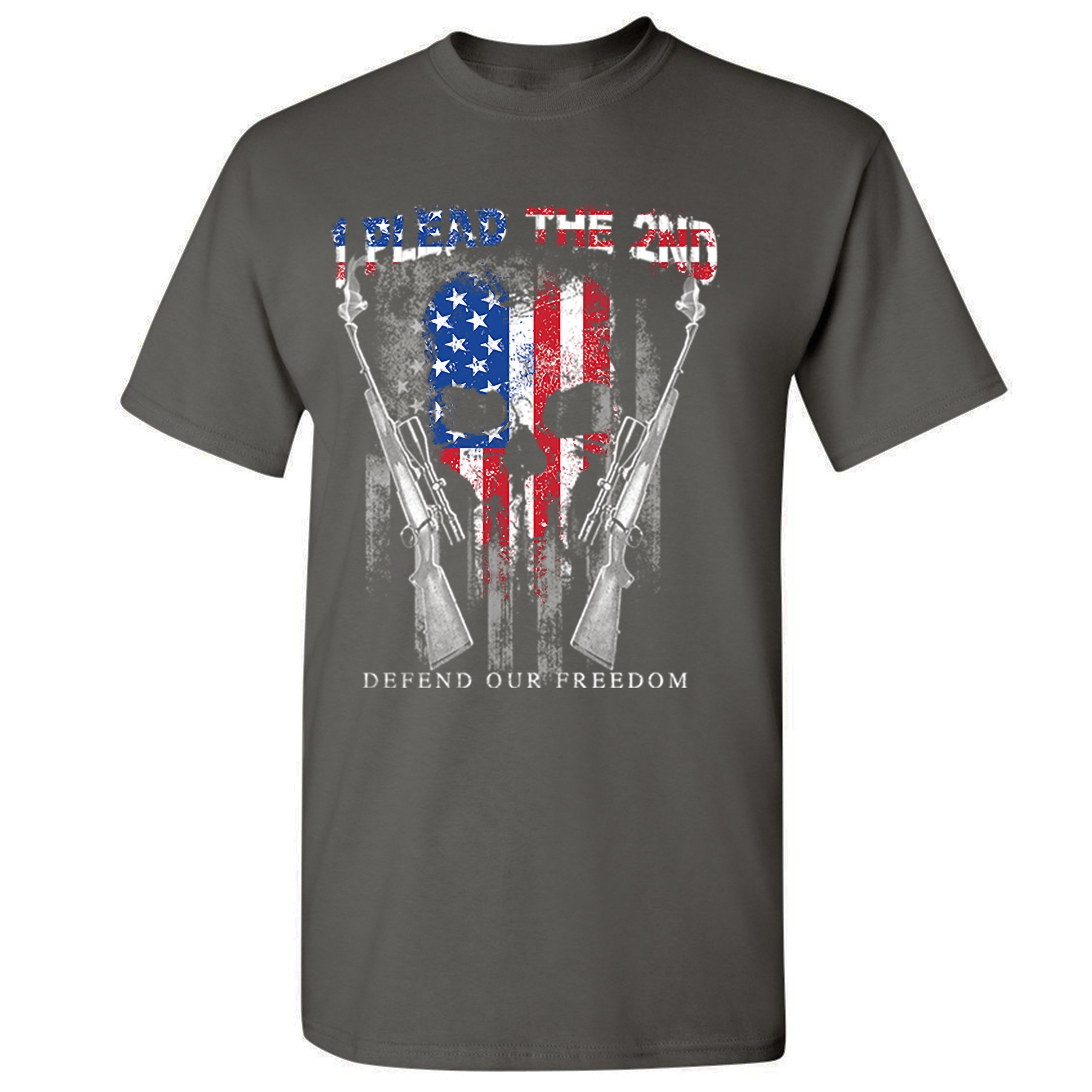 I Plead The 2nd Defend Our Freedom T-shirt American Flag Skull Face Men's Tee - Picture 35 of 49