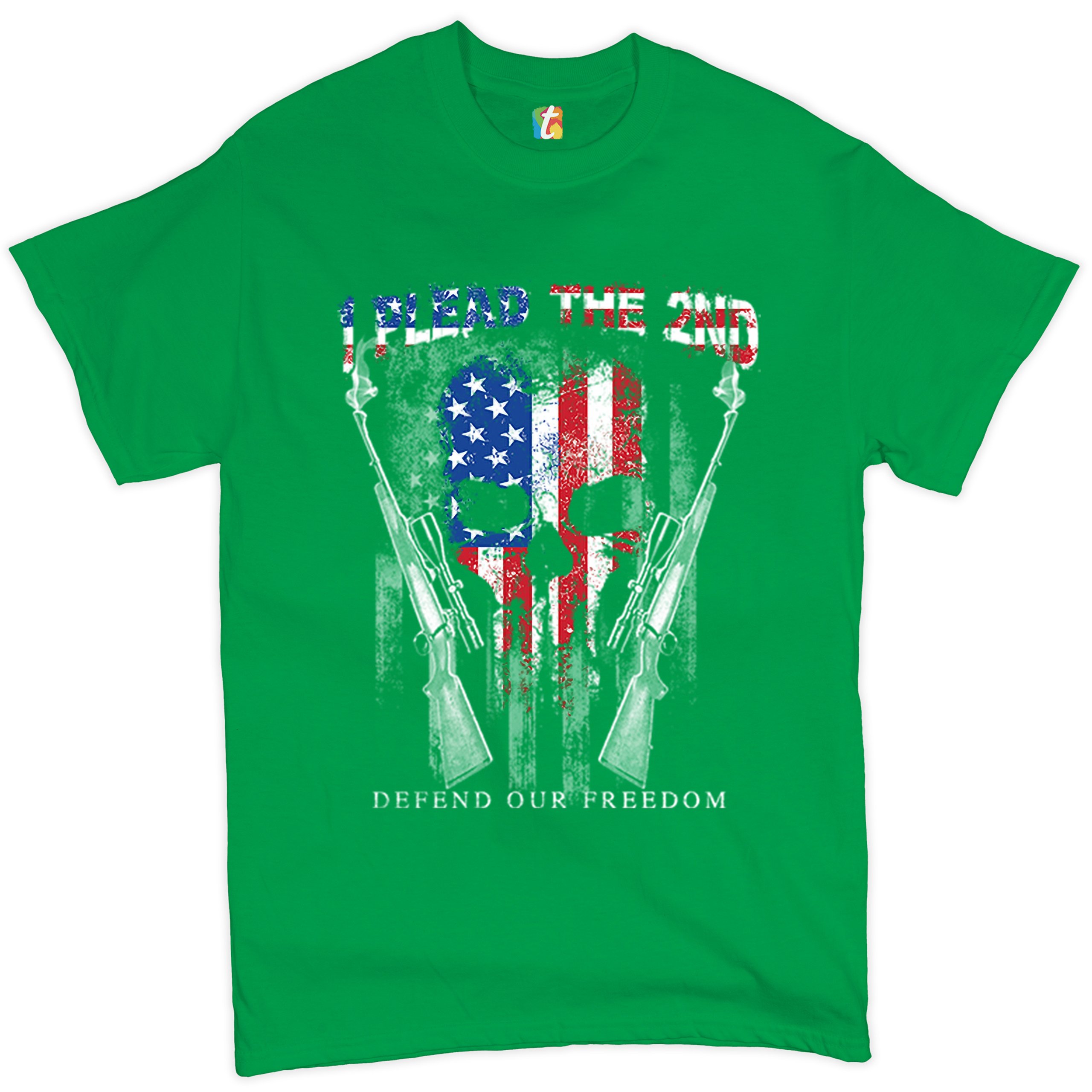 I Plead The 2nd Defend Our Freedom T-shirt American Flag Skull Face Men's Tee - Picture 22 of 49