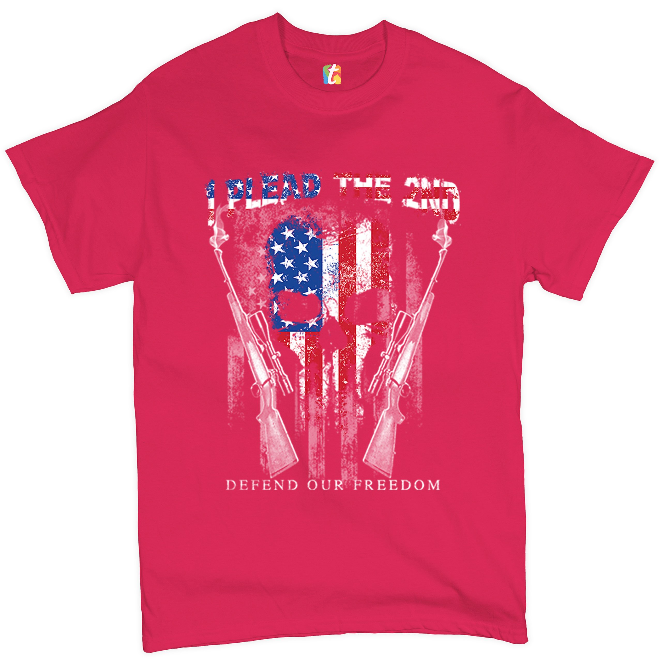 I Plead The 2nd Defend Our Freedom T-shirt American Flag Skull Face Men's Tee - Picture 10 of 49