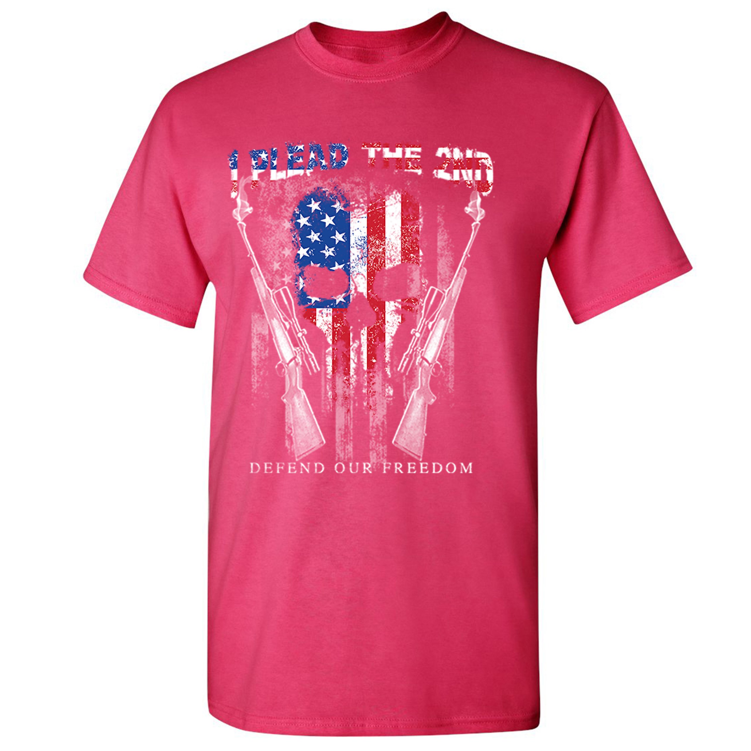 I Plead The 2nd Defend Our Freedom T-shirt American Flag Skull Face Men's Tee - Picture 11 of 49