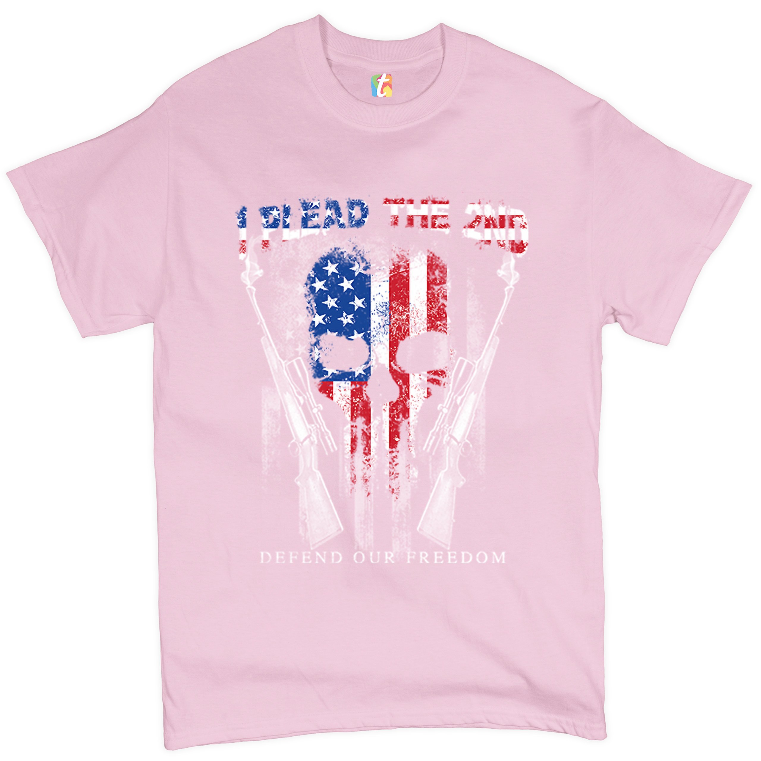 I Plead The 2nd Defend Our Freedom T-shirt American Flag Skull Face Men's Tee - Picture 38 of 49