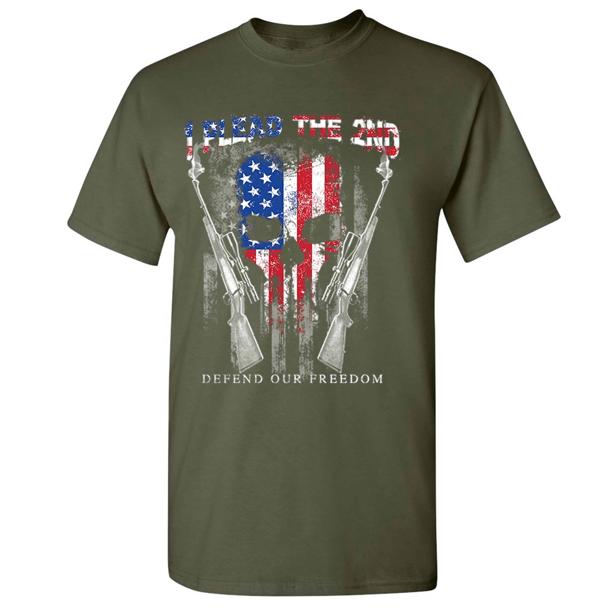 I Plead The 2nd Defend Our Freedom T-shirt American Flag Skull Face Men's Tee - Picture 43 of 49