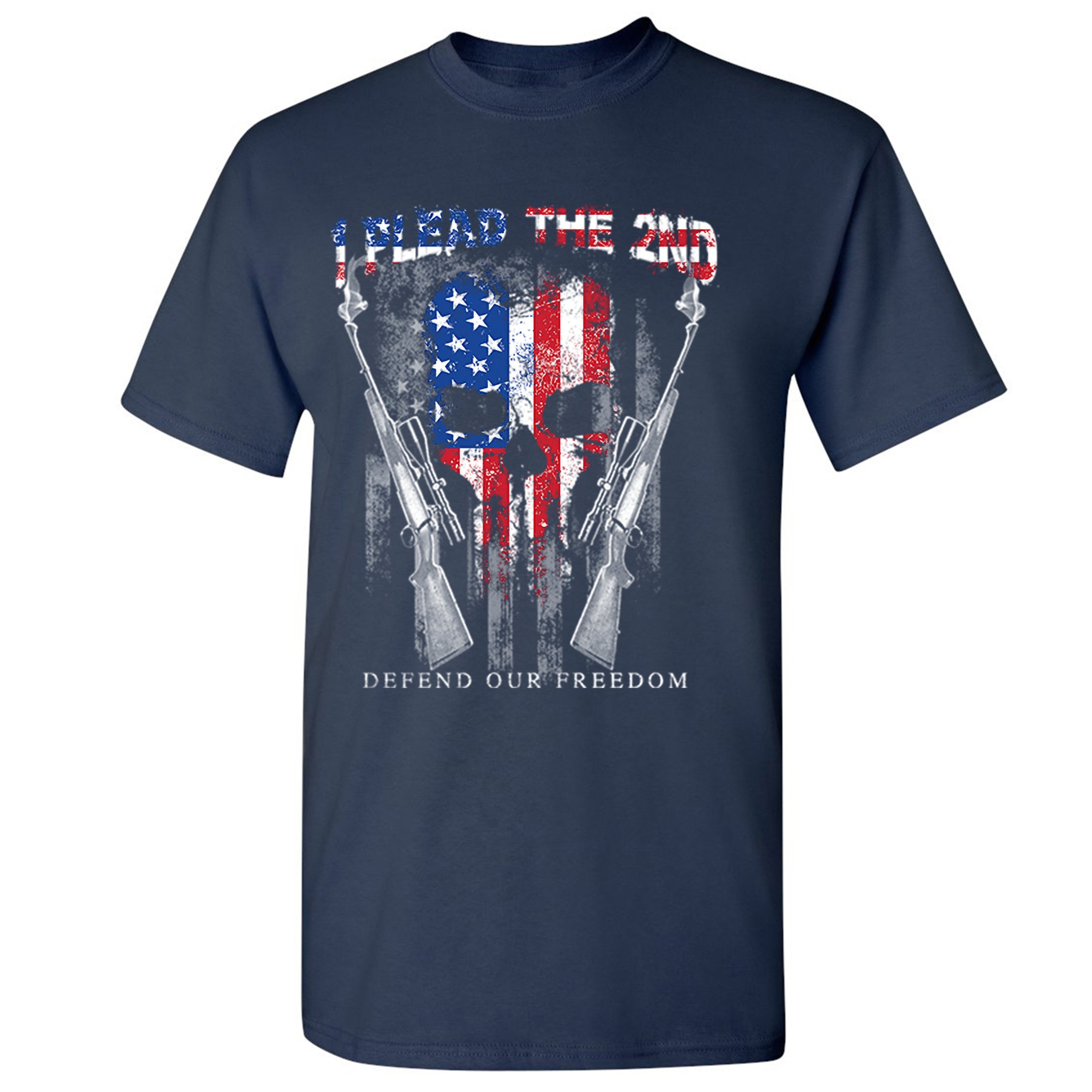 I Plead The 2nd Defend Our Freedom T-shirt American Flag Skull Face Men's Tee - Picture 19 of 49