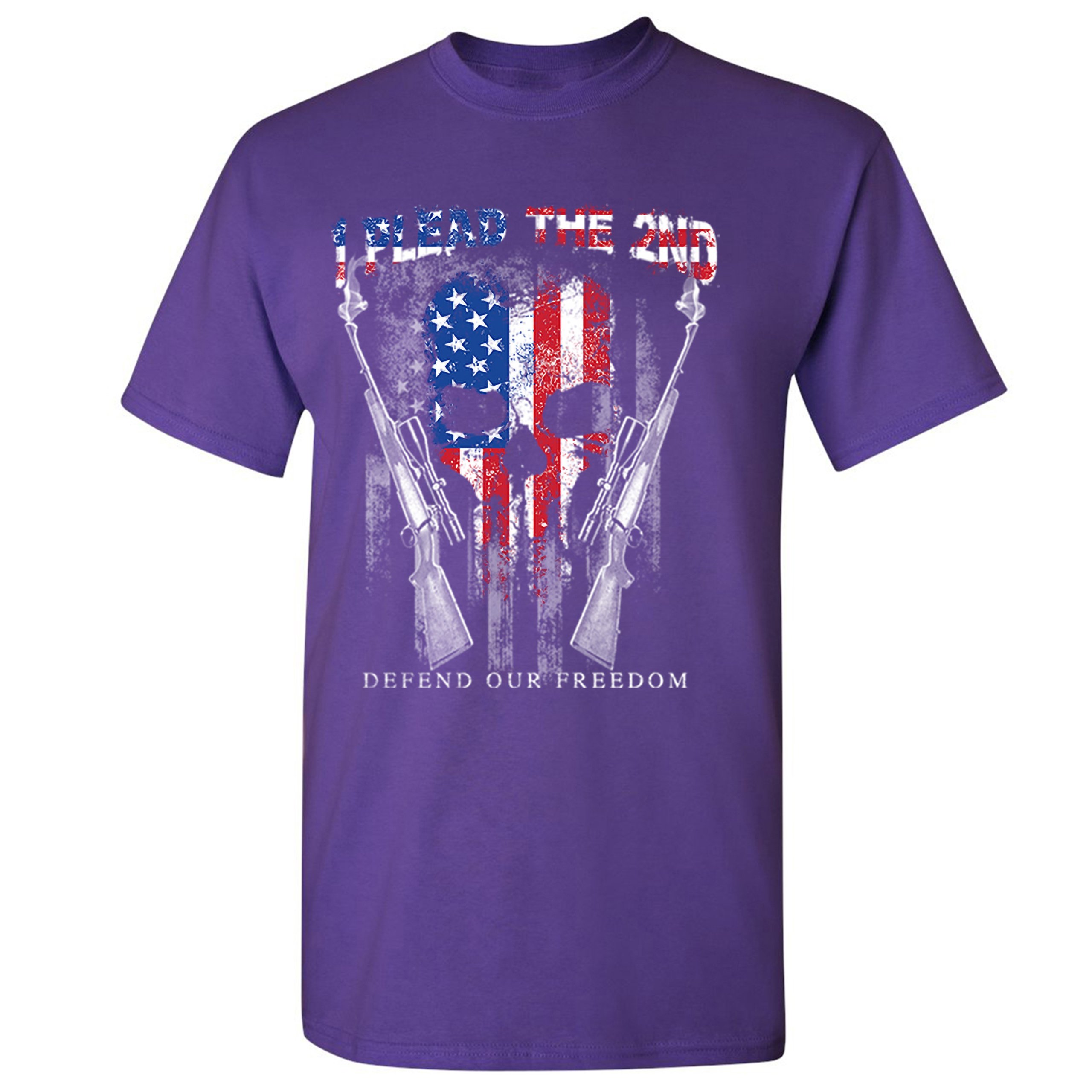 I Plead The 2nd Defend Our Freedom T-shirt American Flag Skull Face Men's Tee - Picture 15 of 49