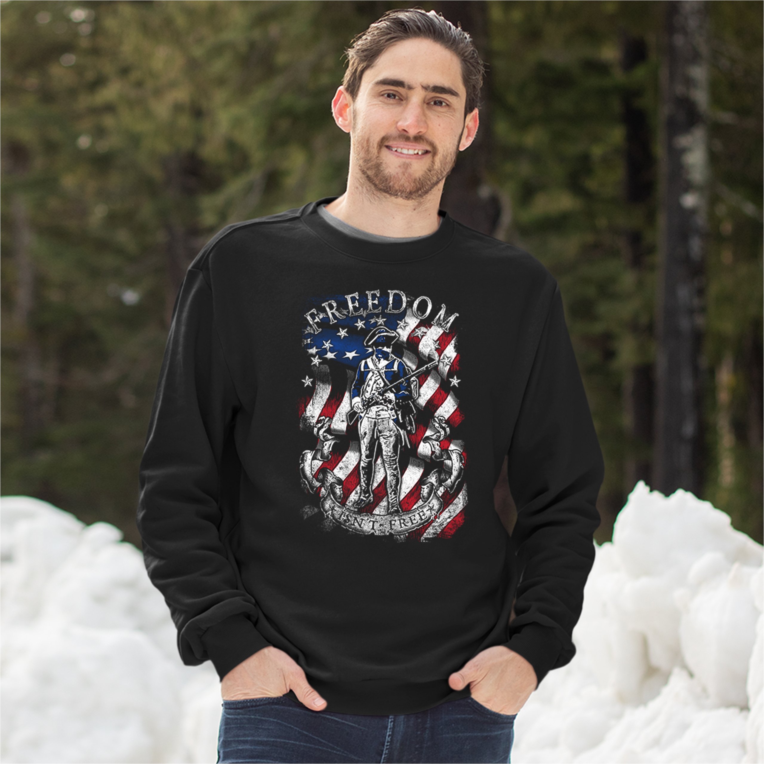 Freedom Isn't Free Sweatshirt Independence Liberty American Flag Crewneck - Picture 5 of 11