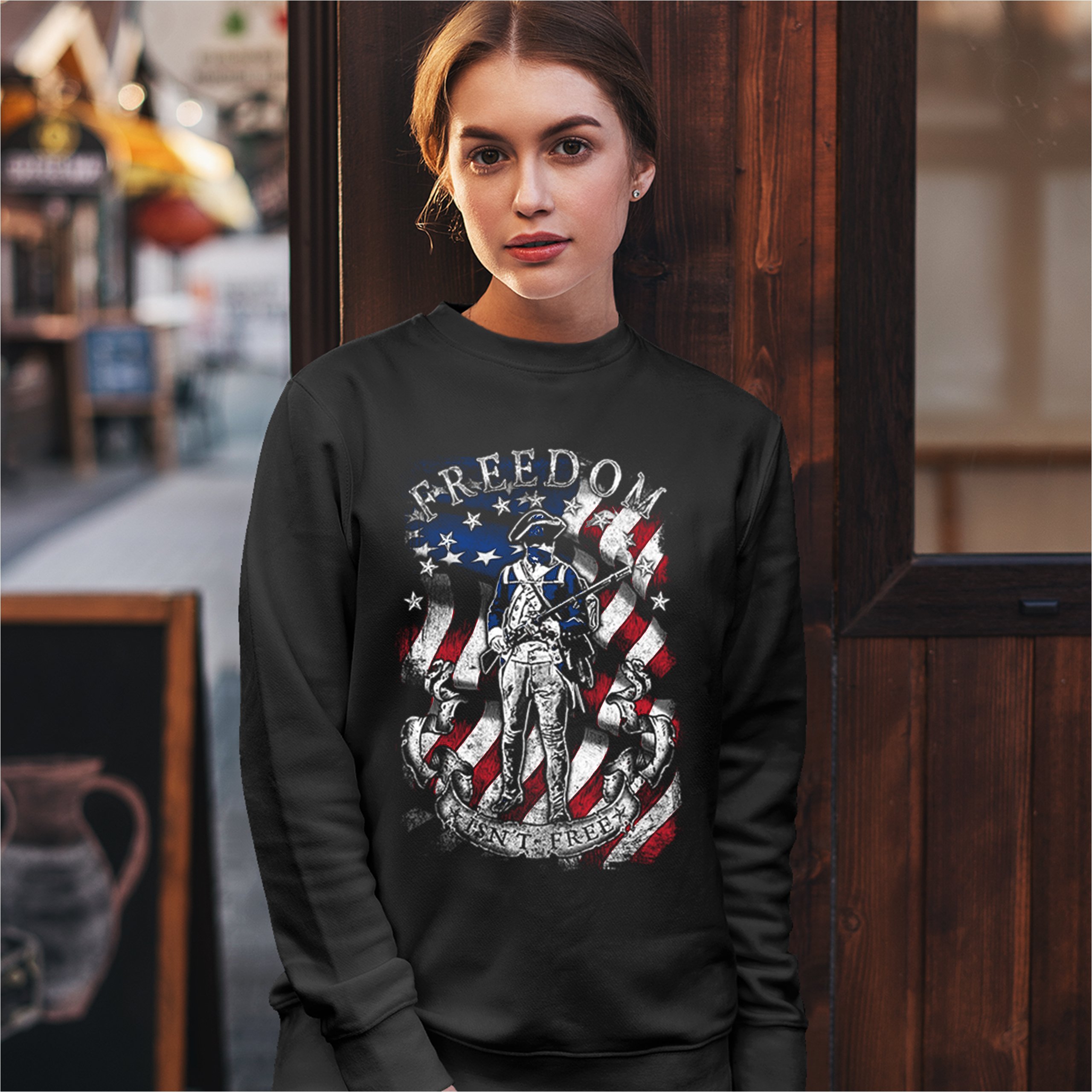 Freedom Isn't Free Sweatshirt Independence Liberty American Flag Crewneck - Picture 6 of 11