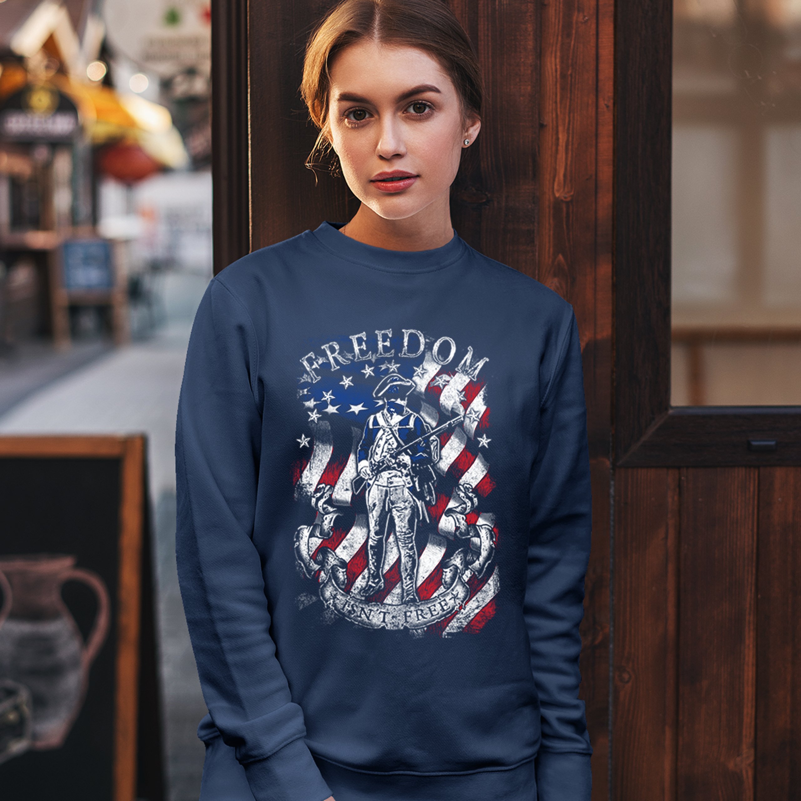 Freedom Isn't Free Sweatshirt Independence Liberty American Flag Crewneck - Picture 11 of 11