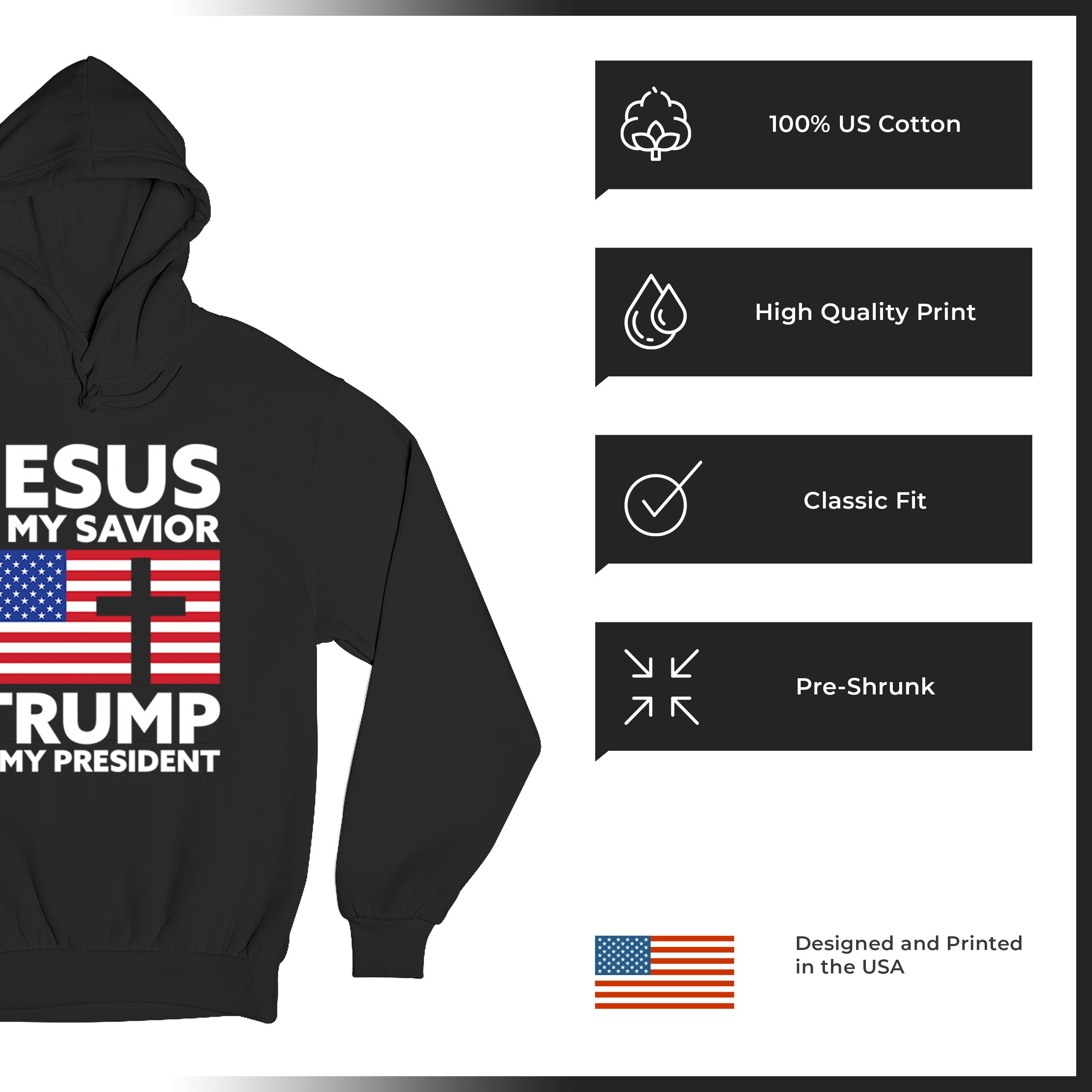 Jesus is My Savior Trump Is My President Sweatshirt 2024 Christian FJB Hoodie - Picture 7 of 36
