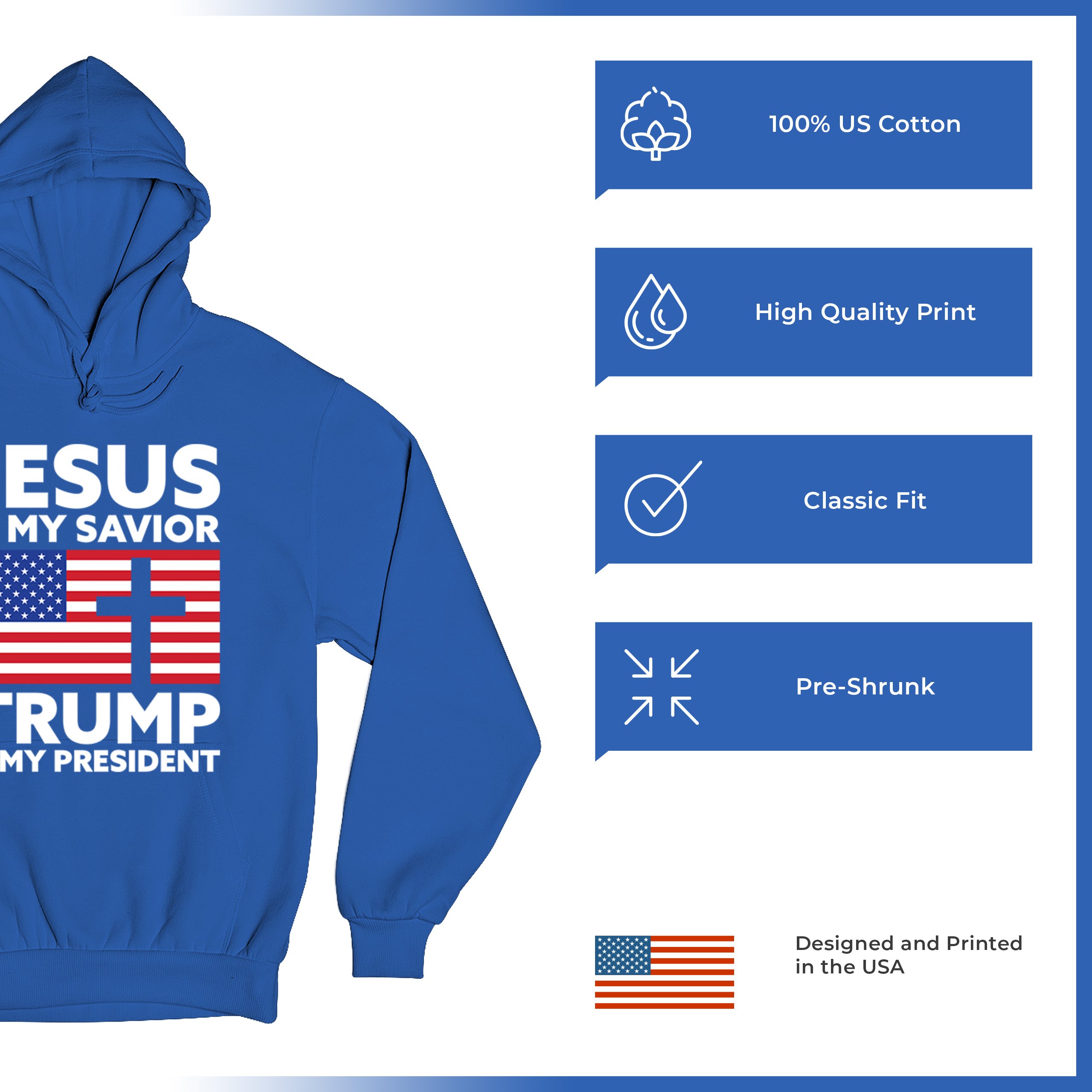 Jesus is My Savior Trump Is My President Sweatshirt 2024 Christian FJB Hoodie - Picture 35 of 36