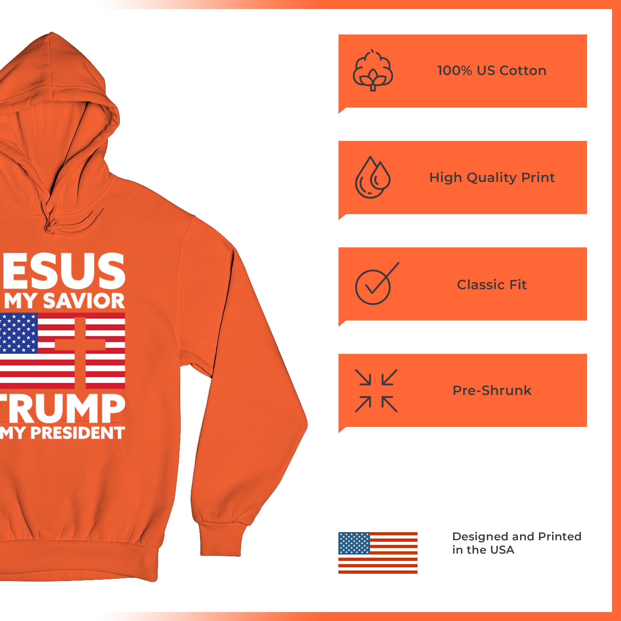 Jesus is My Savior Trump Is My President Sweatshirt 2024 Christian FJB Hoodie - Picture 14 of 36