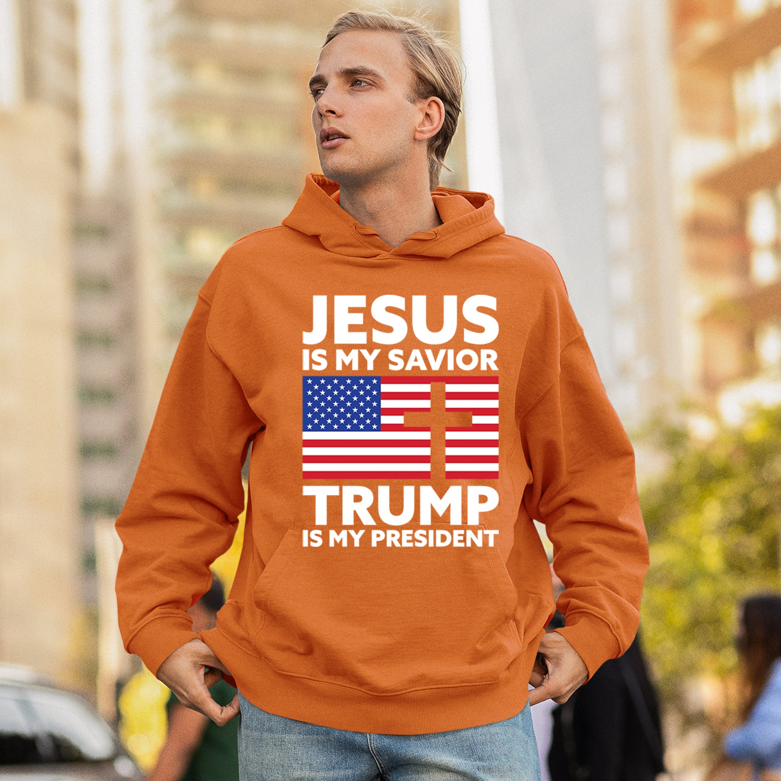Jesus is My Savior Trump Is My President Sweatshirt 2024 Christian FJB Hoodie - Picture 12 of 36