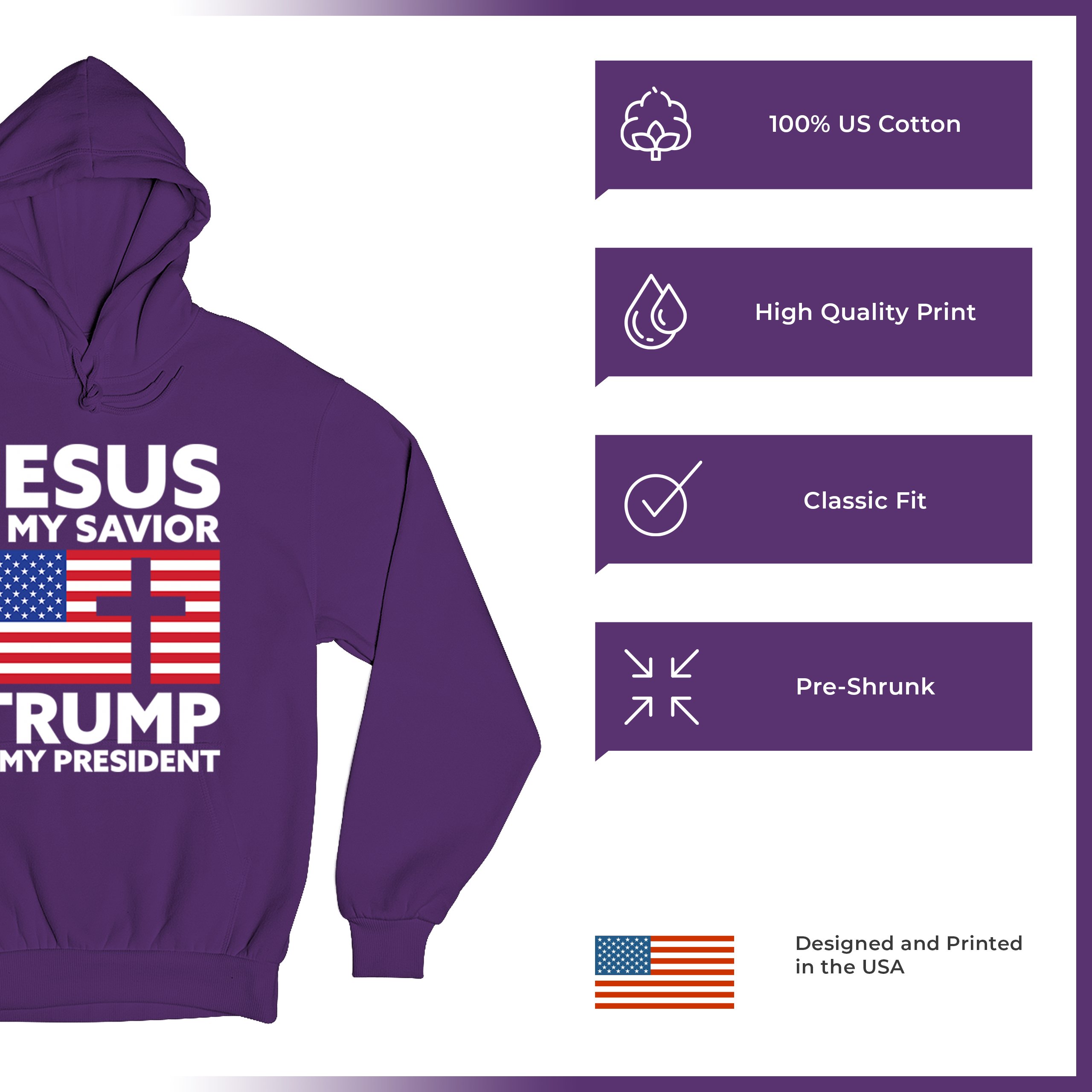 Jesus is My Savior Trump Is My President Sweatshirt 2024 Christian FJB Hoodie - Picture 21 of 36