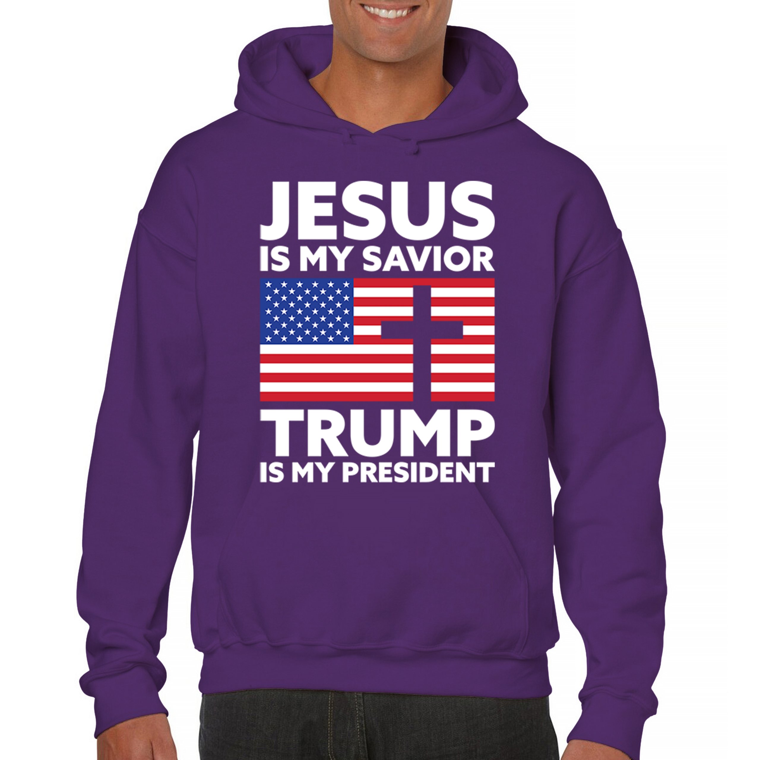 Jesus is My Savior Trump Is My President Sweatshirt 2024 Christian FJB Hoodie - Picture 16 of 36