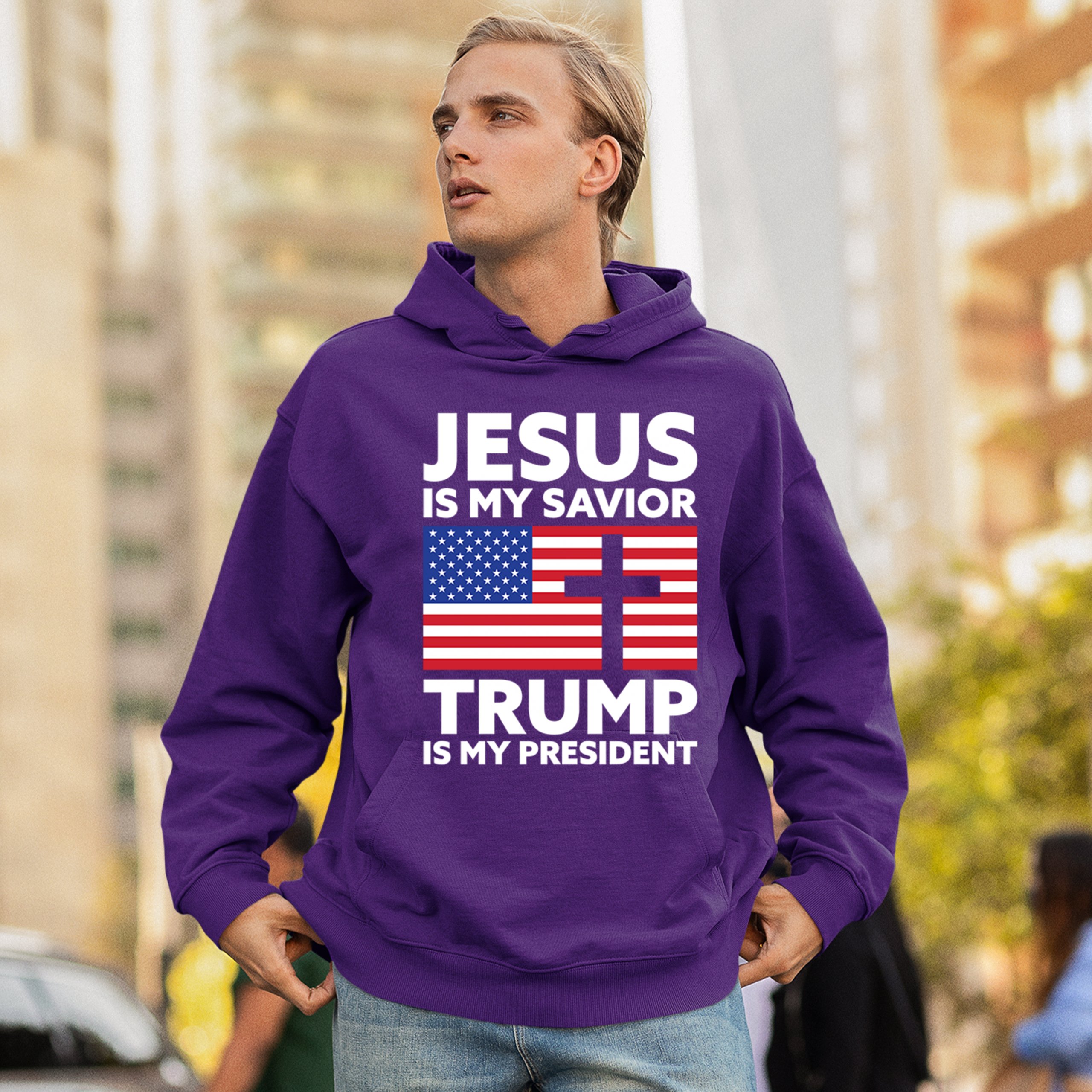 Jesus is My Savior Trump Is My President Sweatshirt 2024 Christian FJB Hoodie - Picture 19 of 36