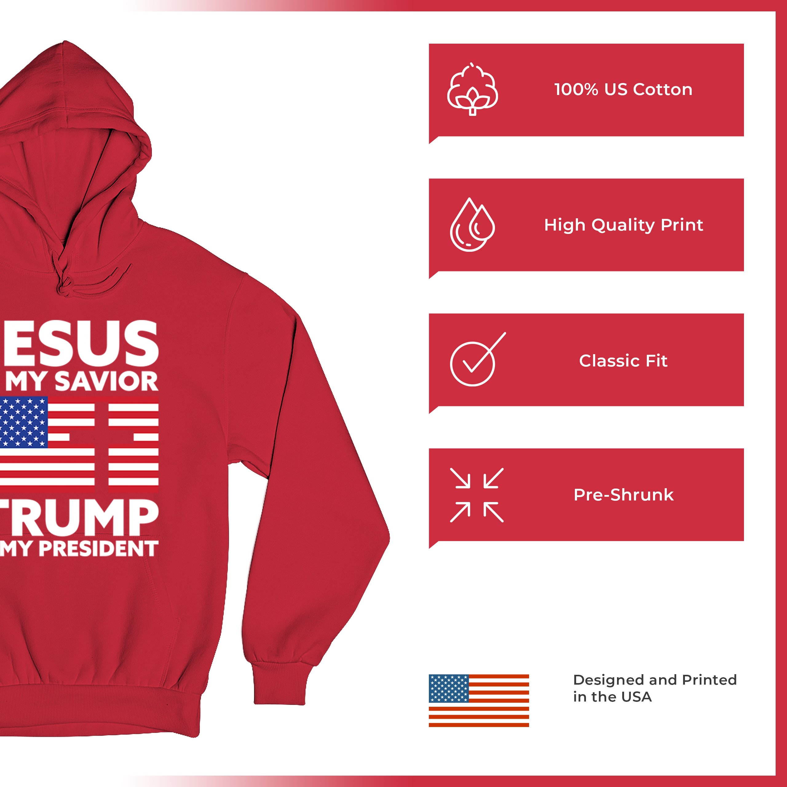 Jesus is My Savior Trump Is My President Sweatshirt 2024 Christian FJB Hoodie - Picture 28 of 36