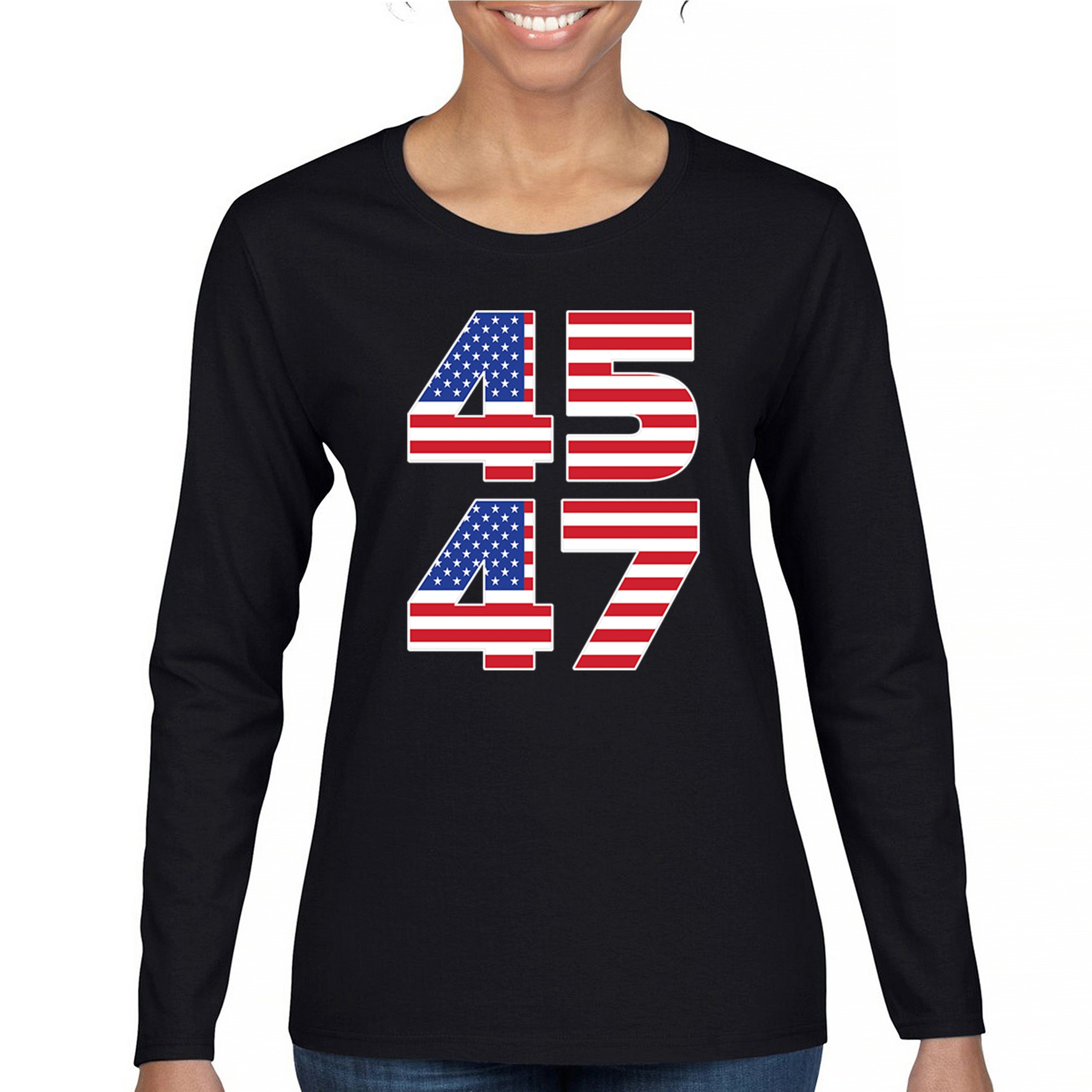 Donald Trump 45 47 Women's Long Sleeve T-shirt President MAGA America First FJB