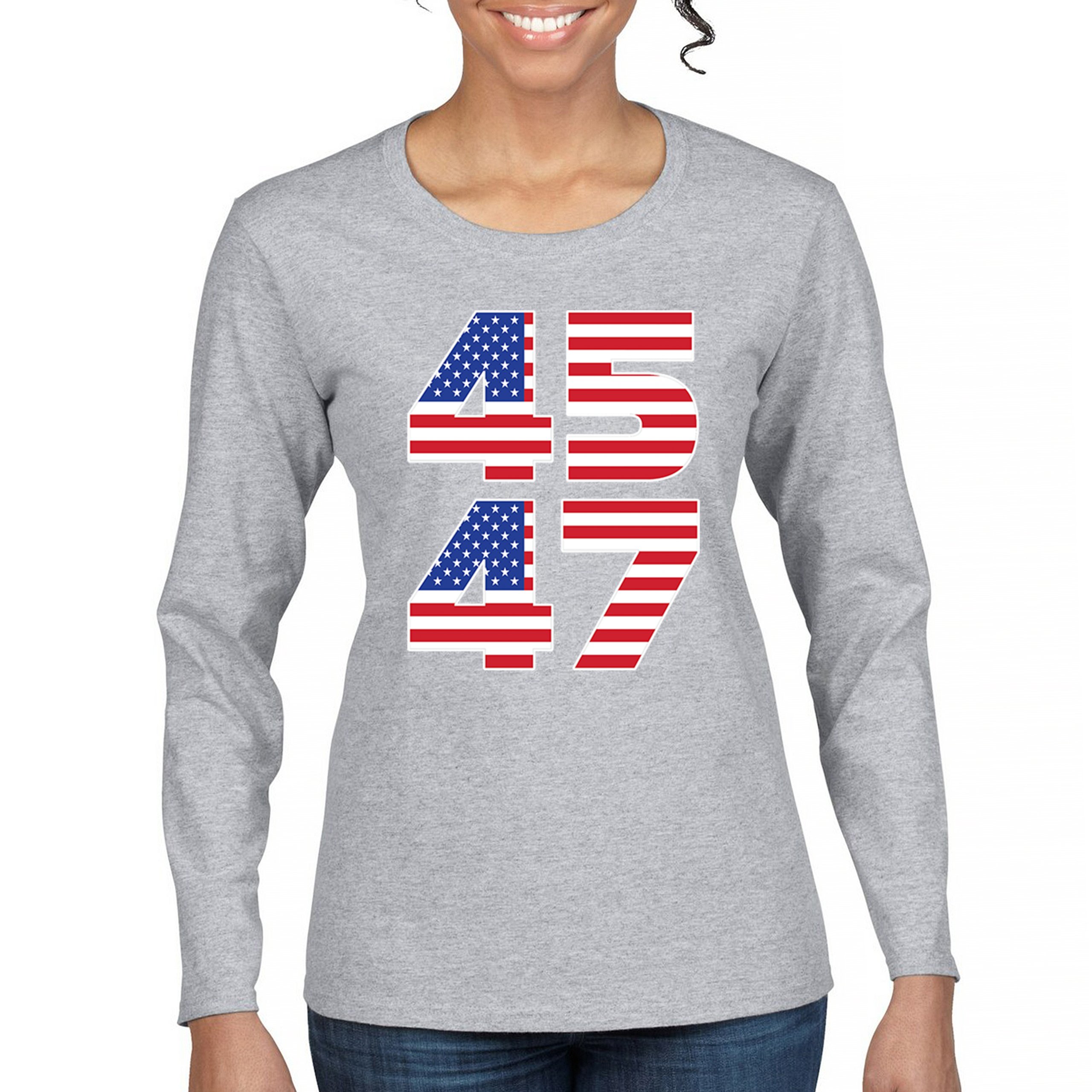 Donald Trump 45 47 Women's Long Sleeve T-shirt President MAGA America First FJB