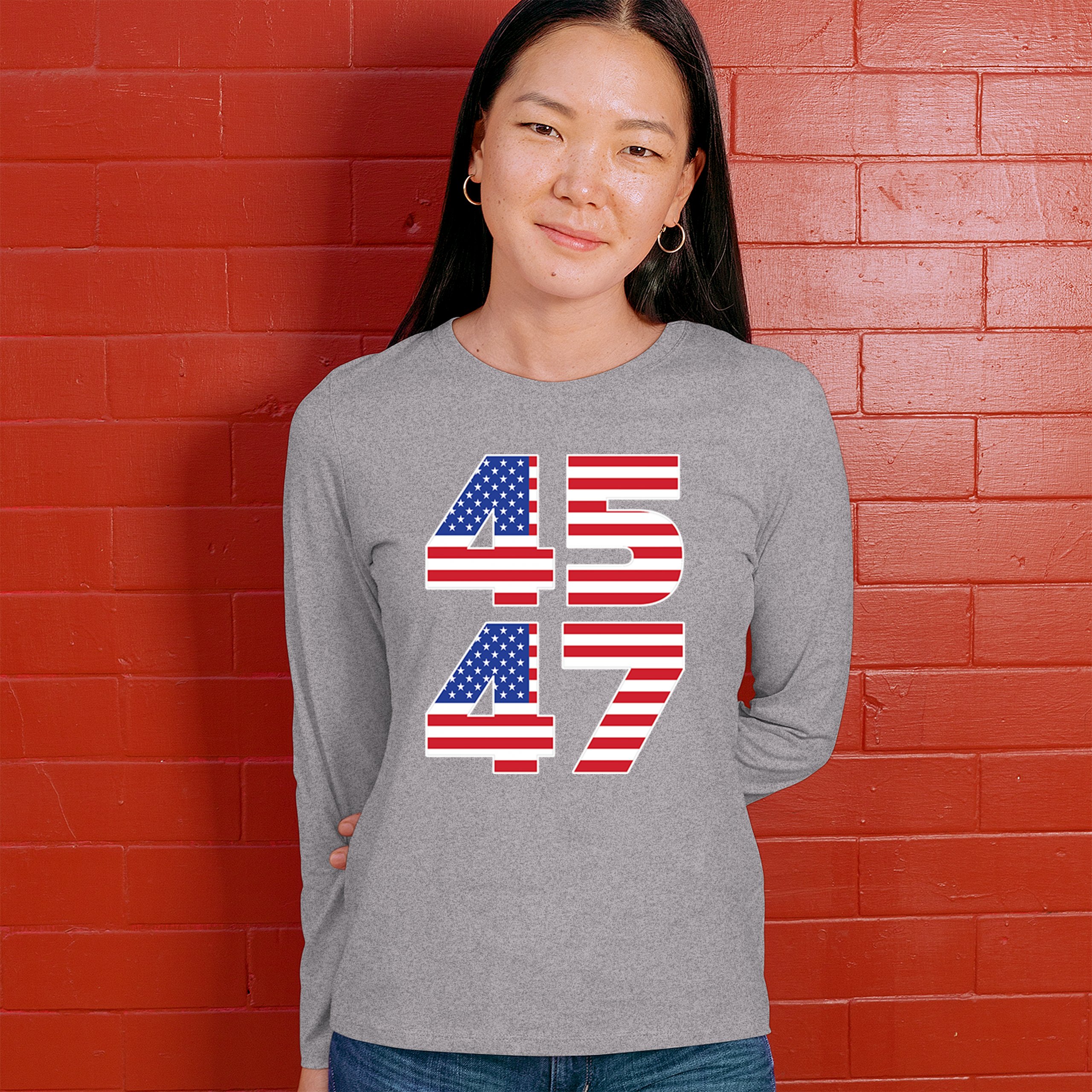 Donald Trump 45 47 Women's Long Sleeve T-shirt President MAGA America First FJB