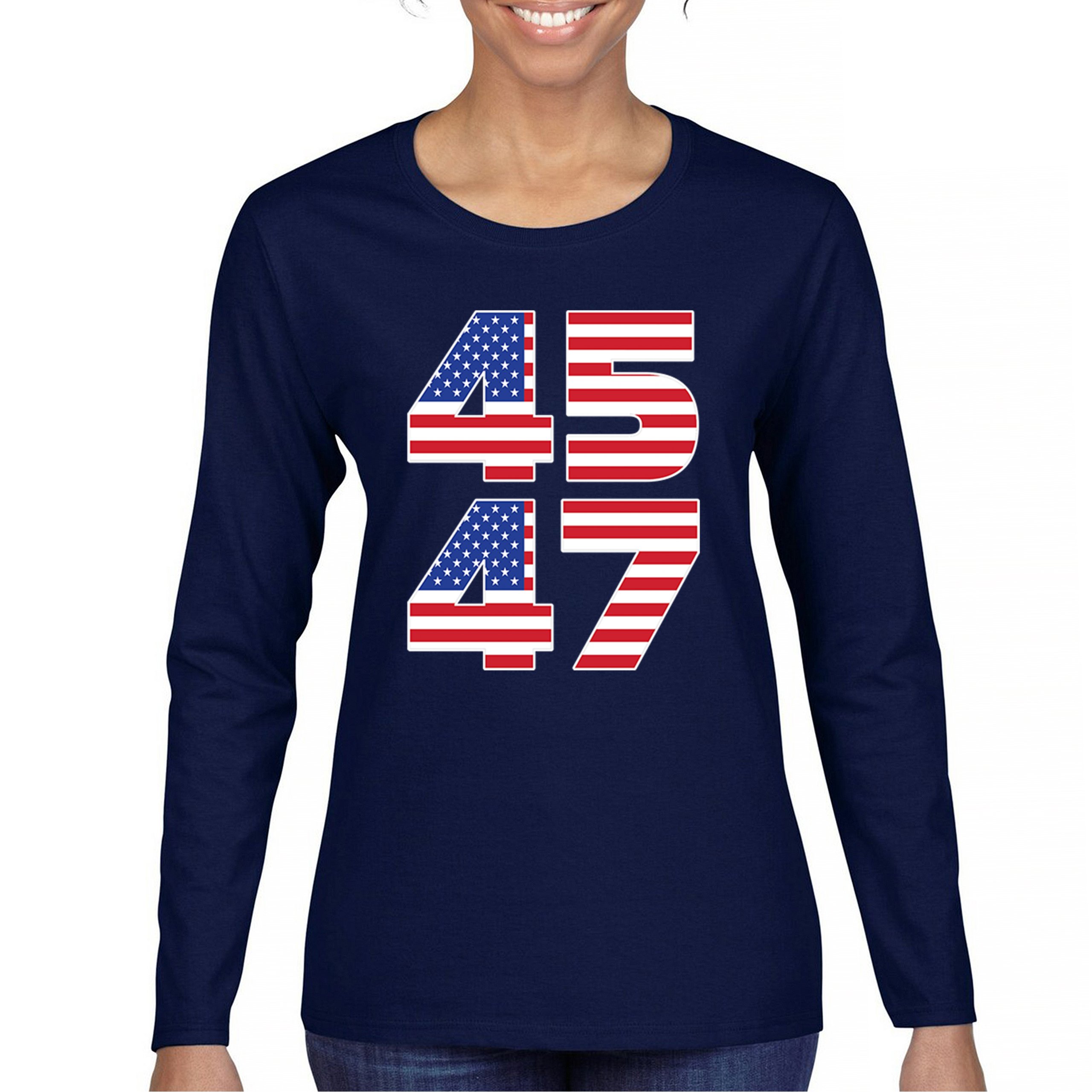 Donald Trump 45 47 Women's Long Sleeve T-shirt President MAGA America First FJB