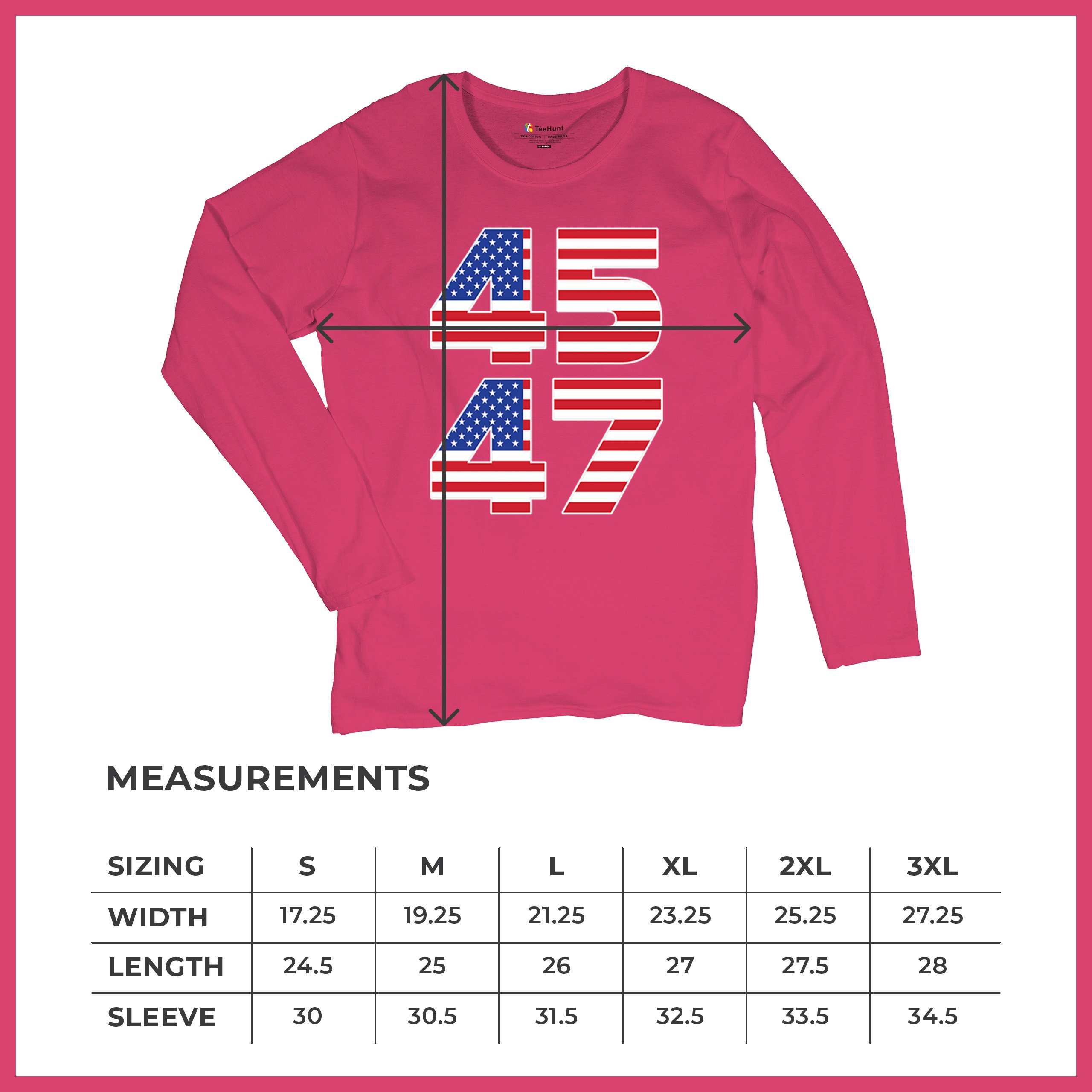 Donald Trump 45 47 Women's Long Sleeve T-shirt President MAGA America First FJB