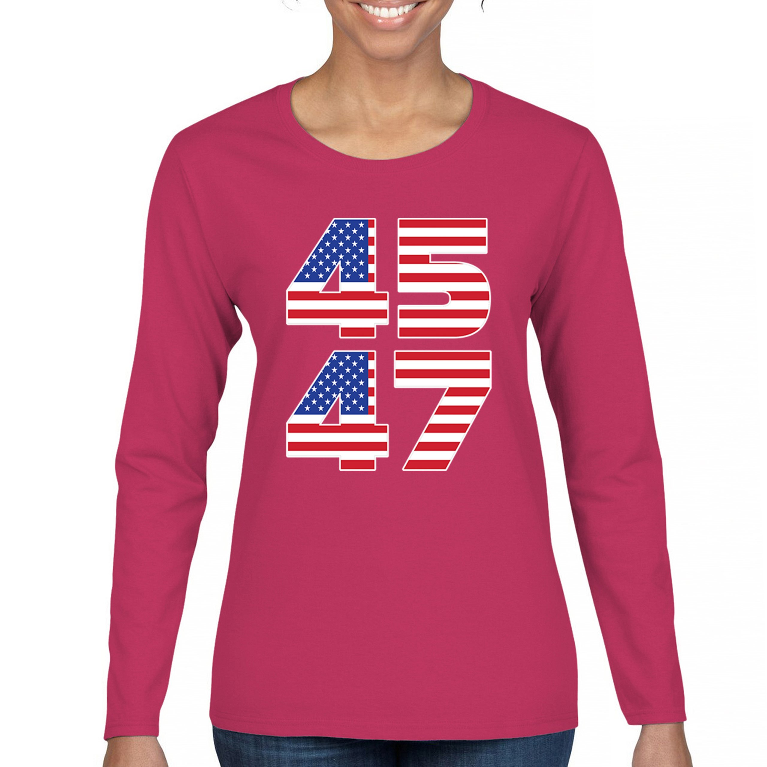 Donald Trump 45 47 Women's Long Sleeve T-shirt President MAGA America First FJB