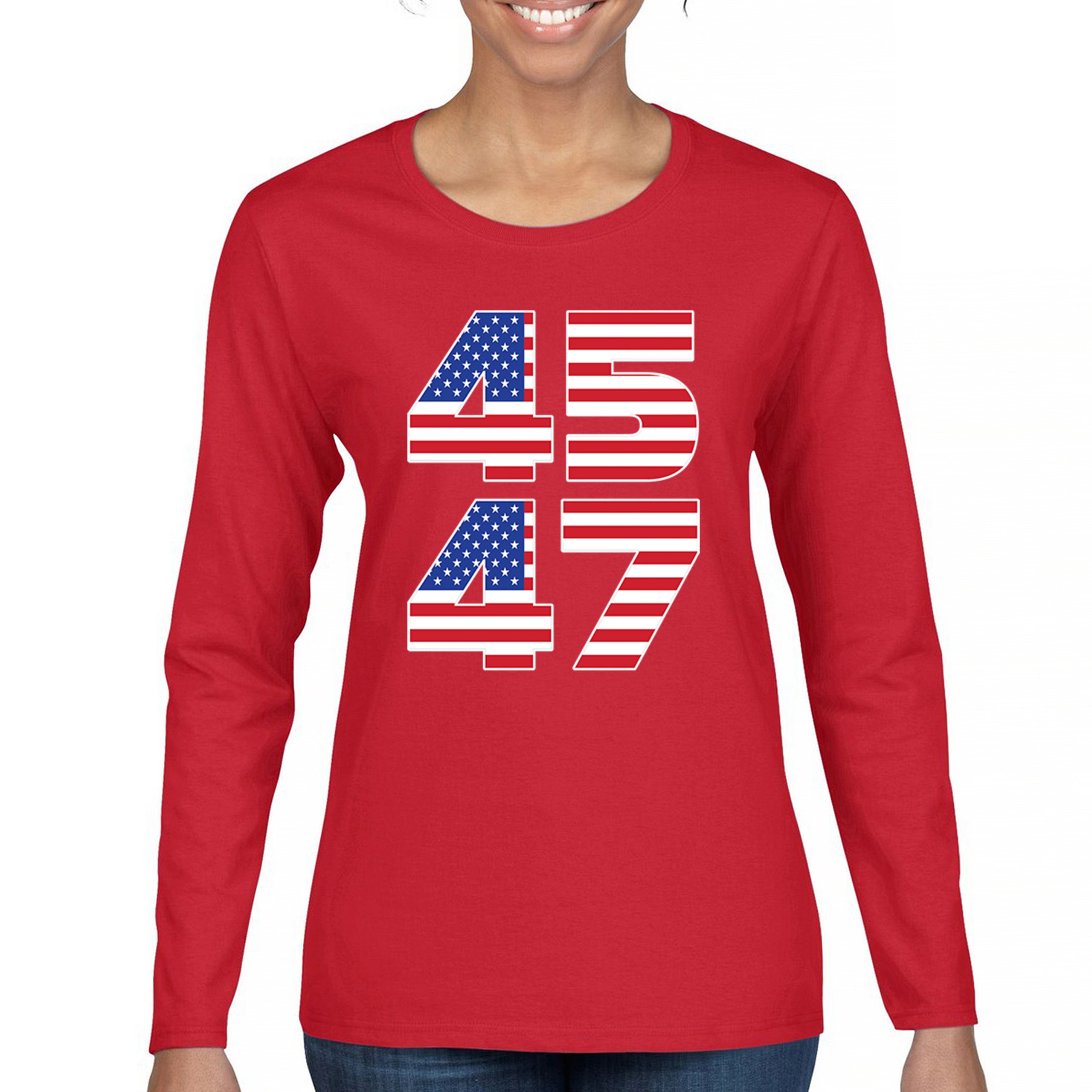 Donald Trump 45 47 Women's Long Sleeve T-shirt President MAGA America First FJB