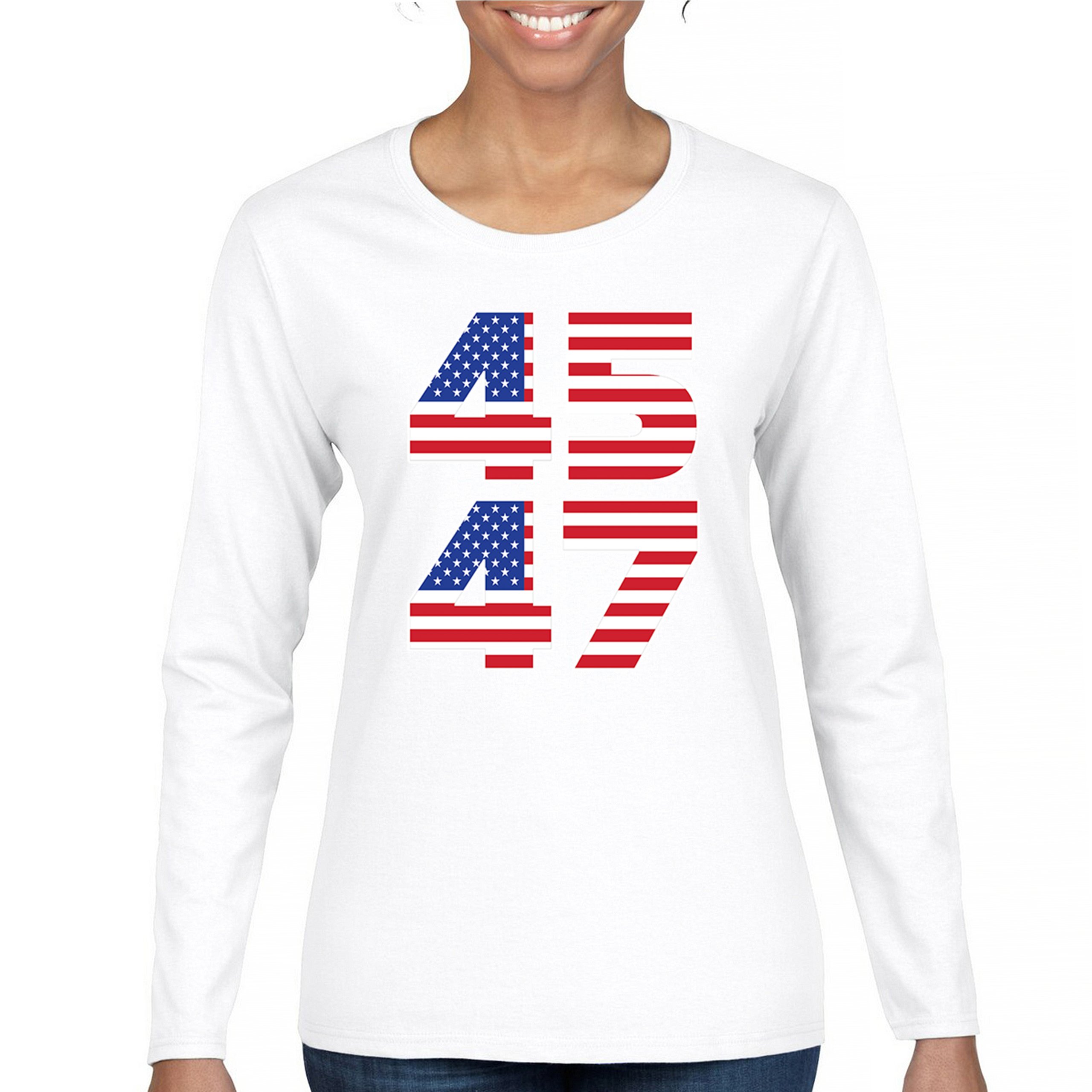 Donald Trump 45 47 Women's Long Sleeve T-shirt President MAGA America First FJB